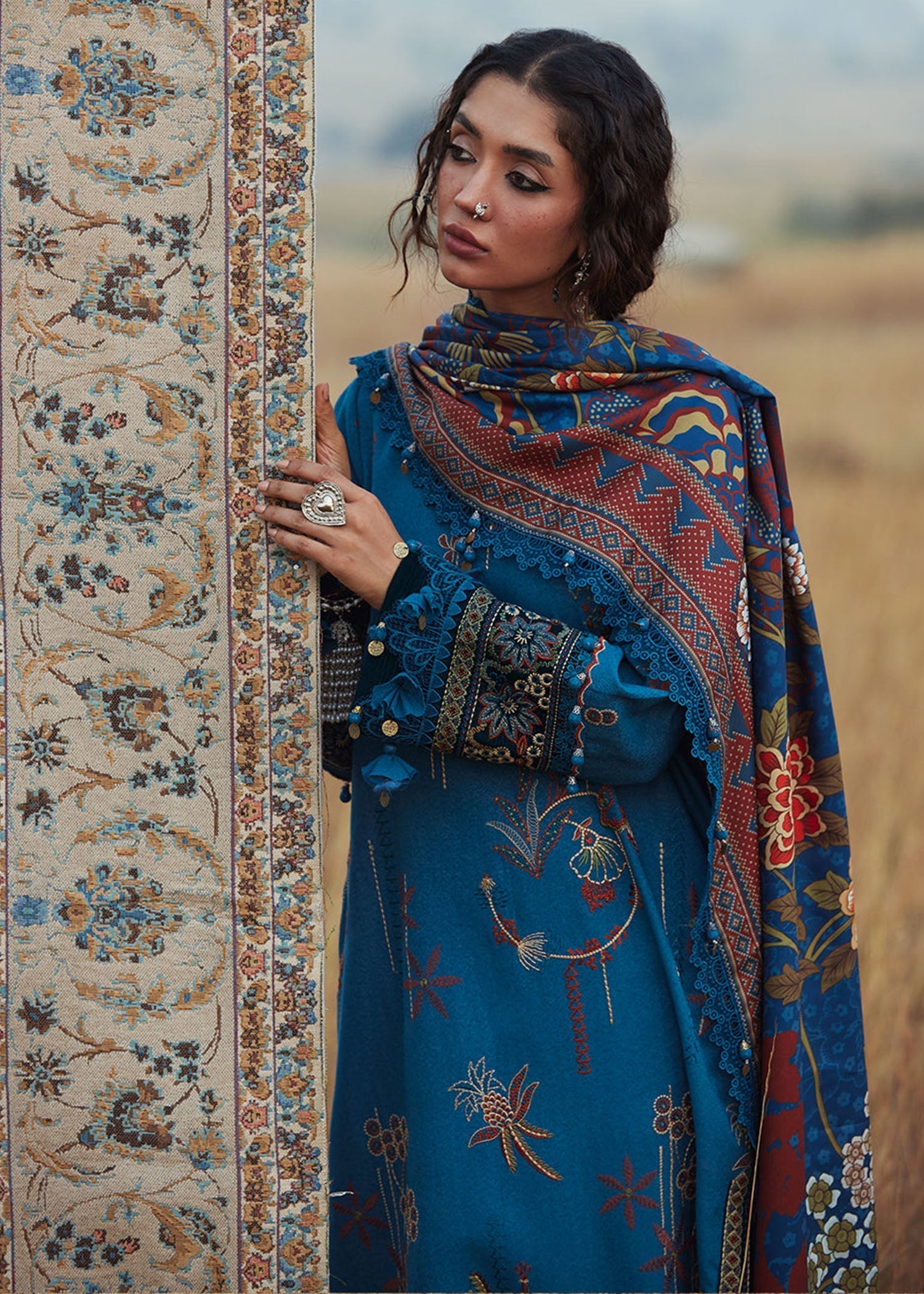 karandi Unstitched in Blue