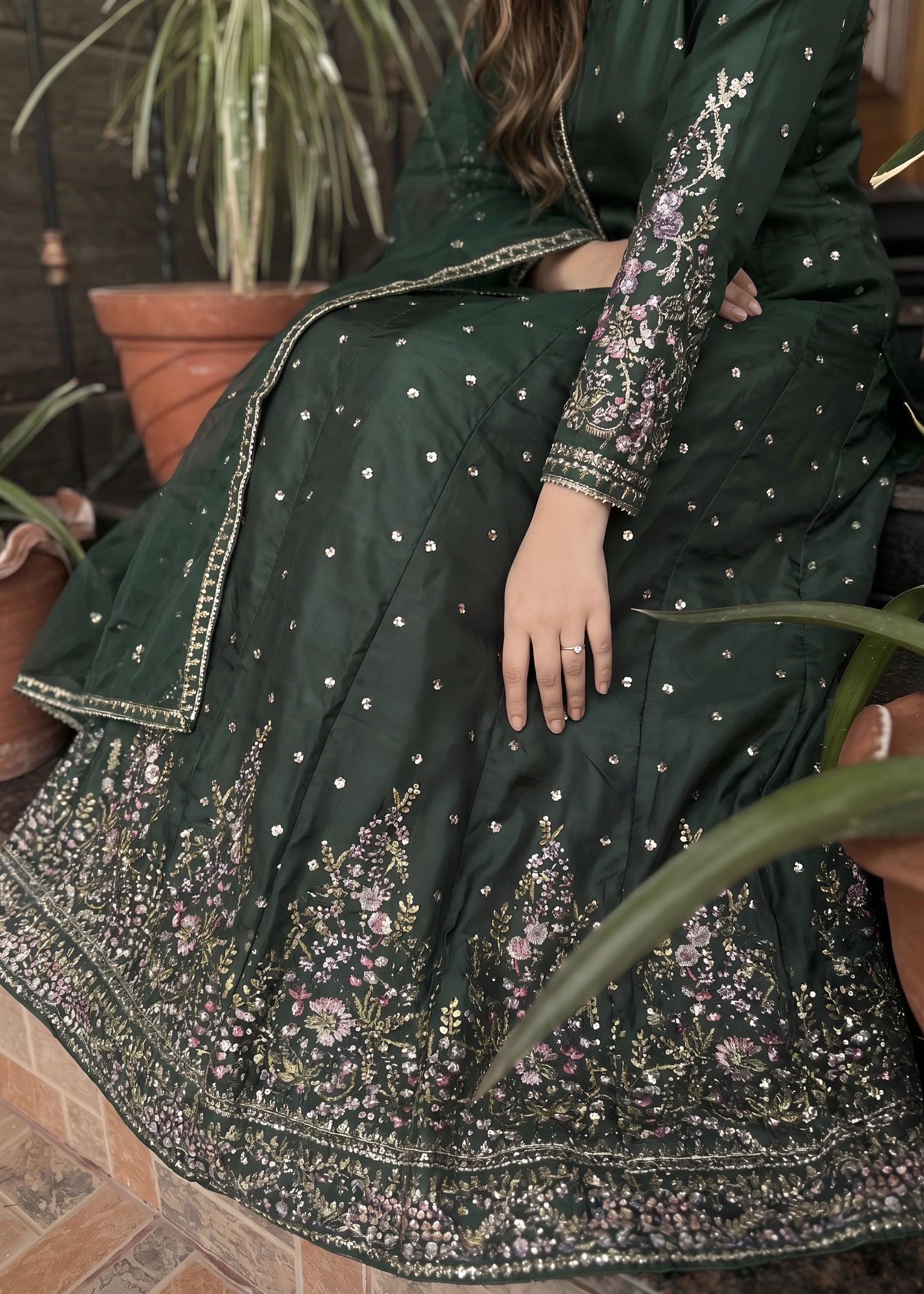silk Maxi in Dark green
