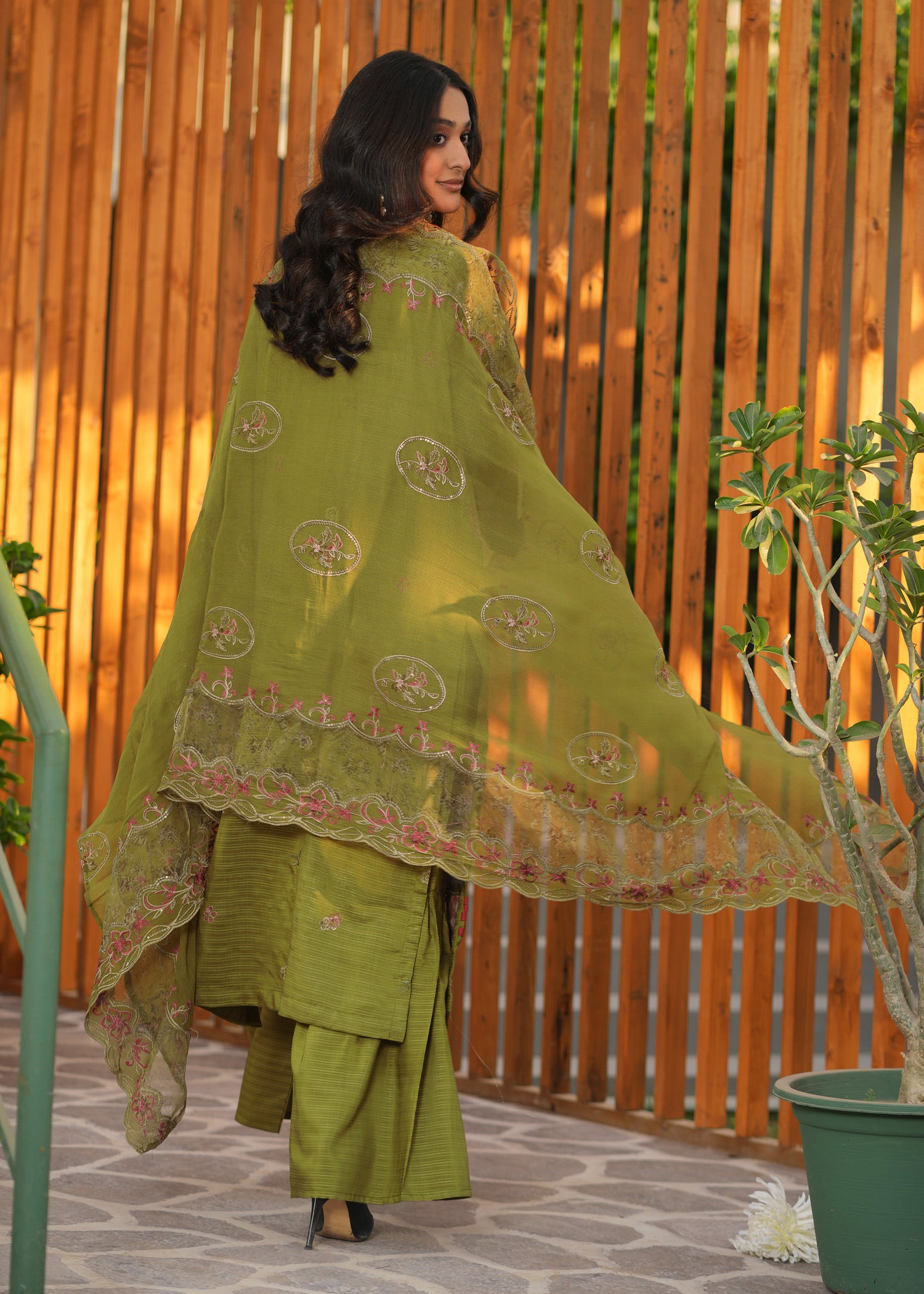 viscose Kurta Set in Apple green