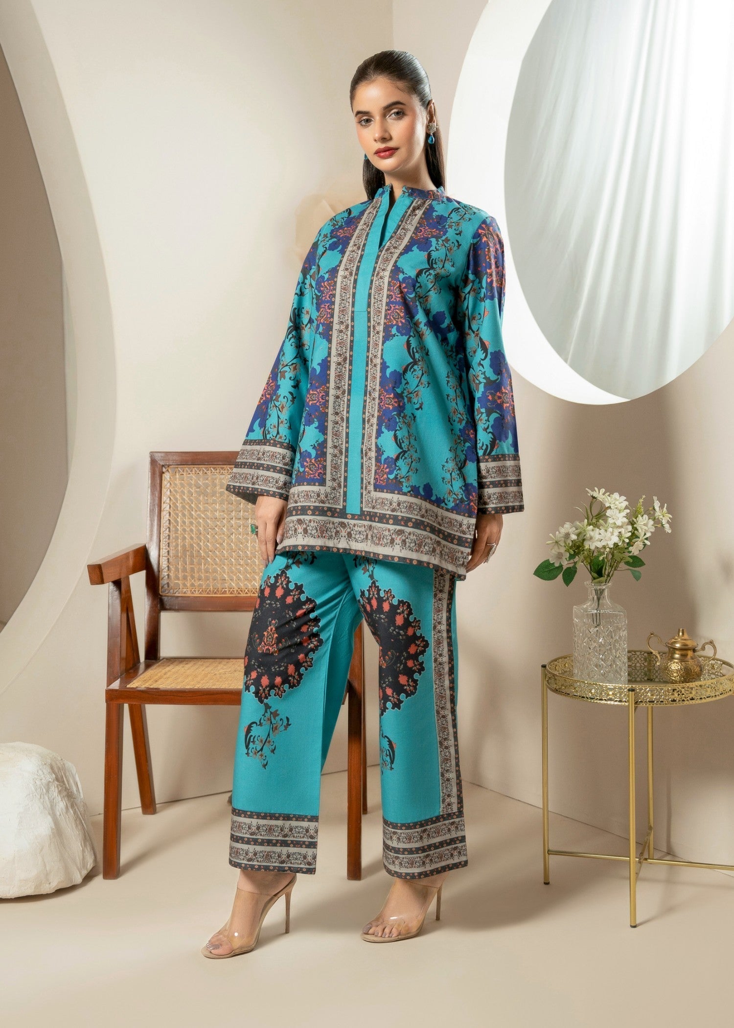 khaddar Co Ord Sets in Dark cyan