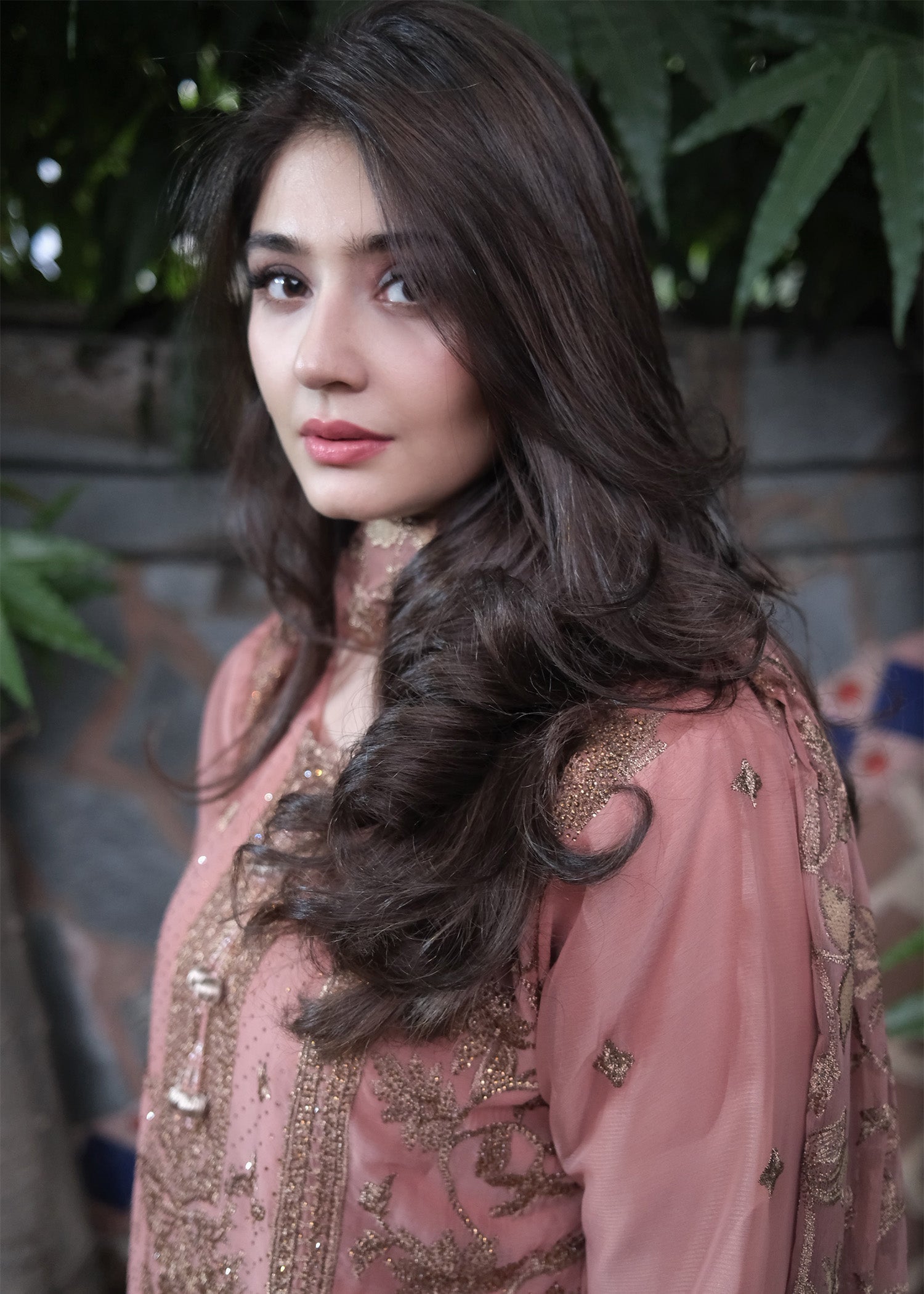 chiffon Kurta Set in Peach pink