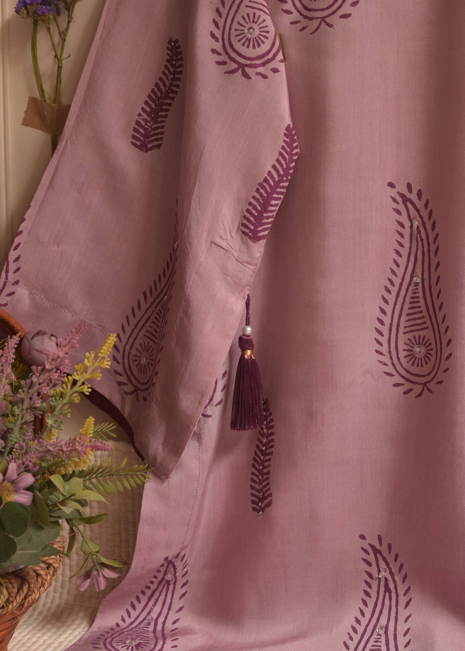 viscose Kurta Set in Mauve pink