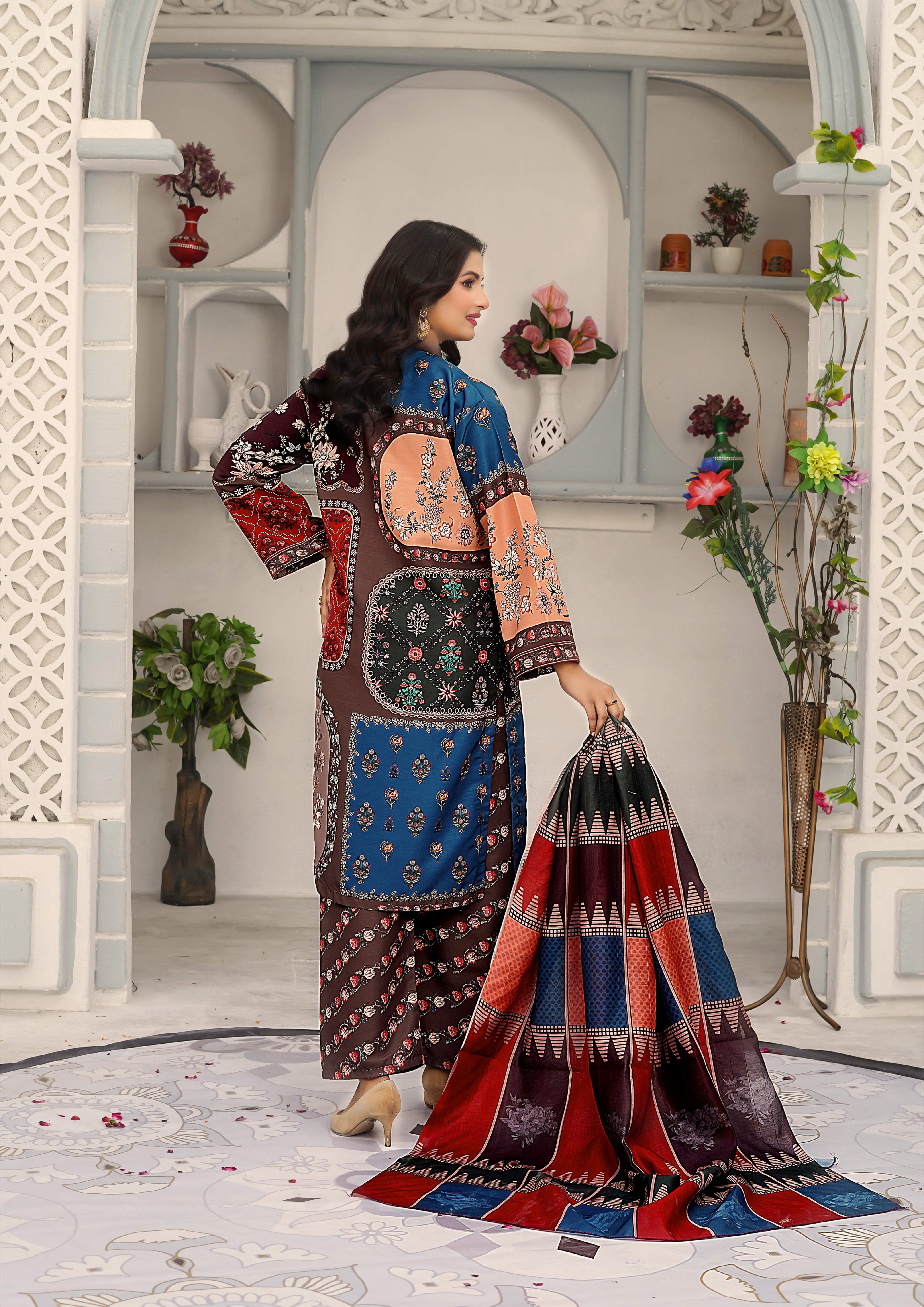 khaddar Kurta Set in Coffee brown