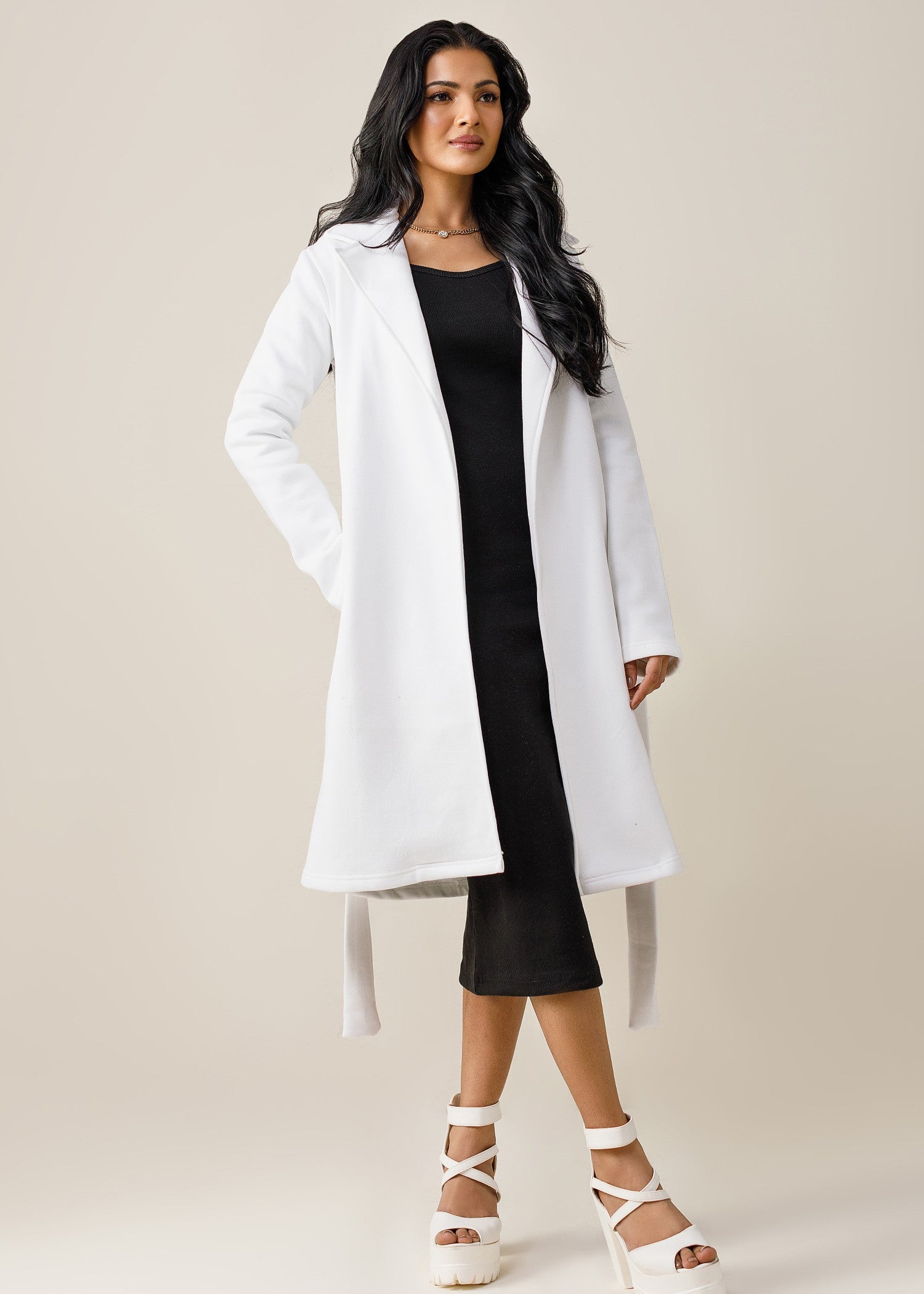 fleece Coat in Off-white