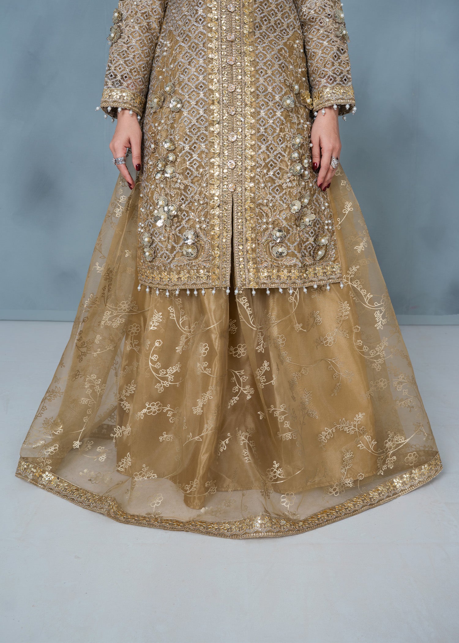 organza Sharara in Tan brown