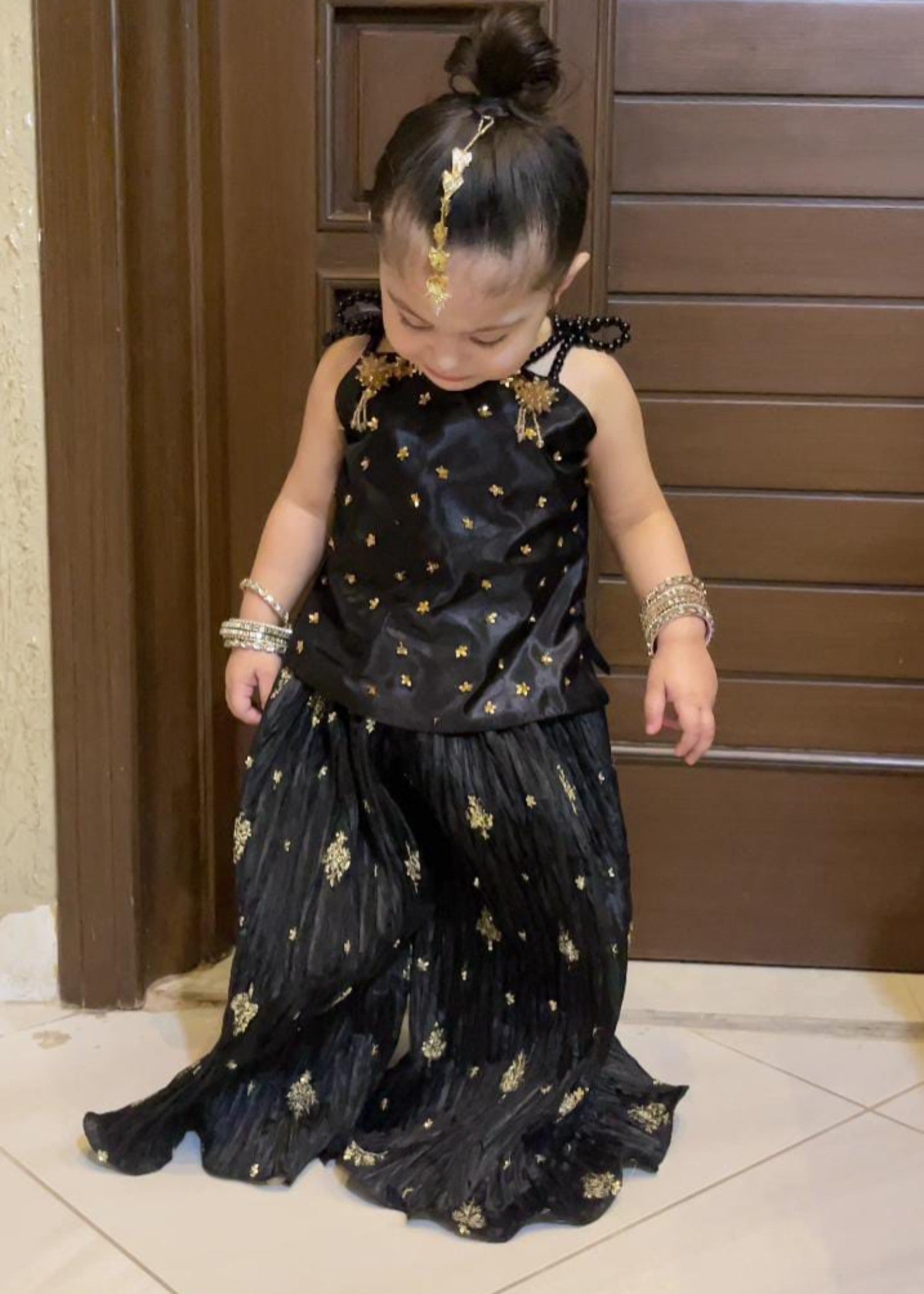 kattan silk Sharara in Black