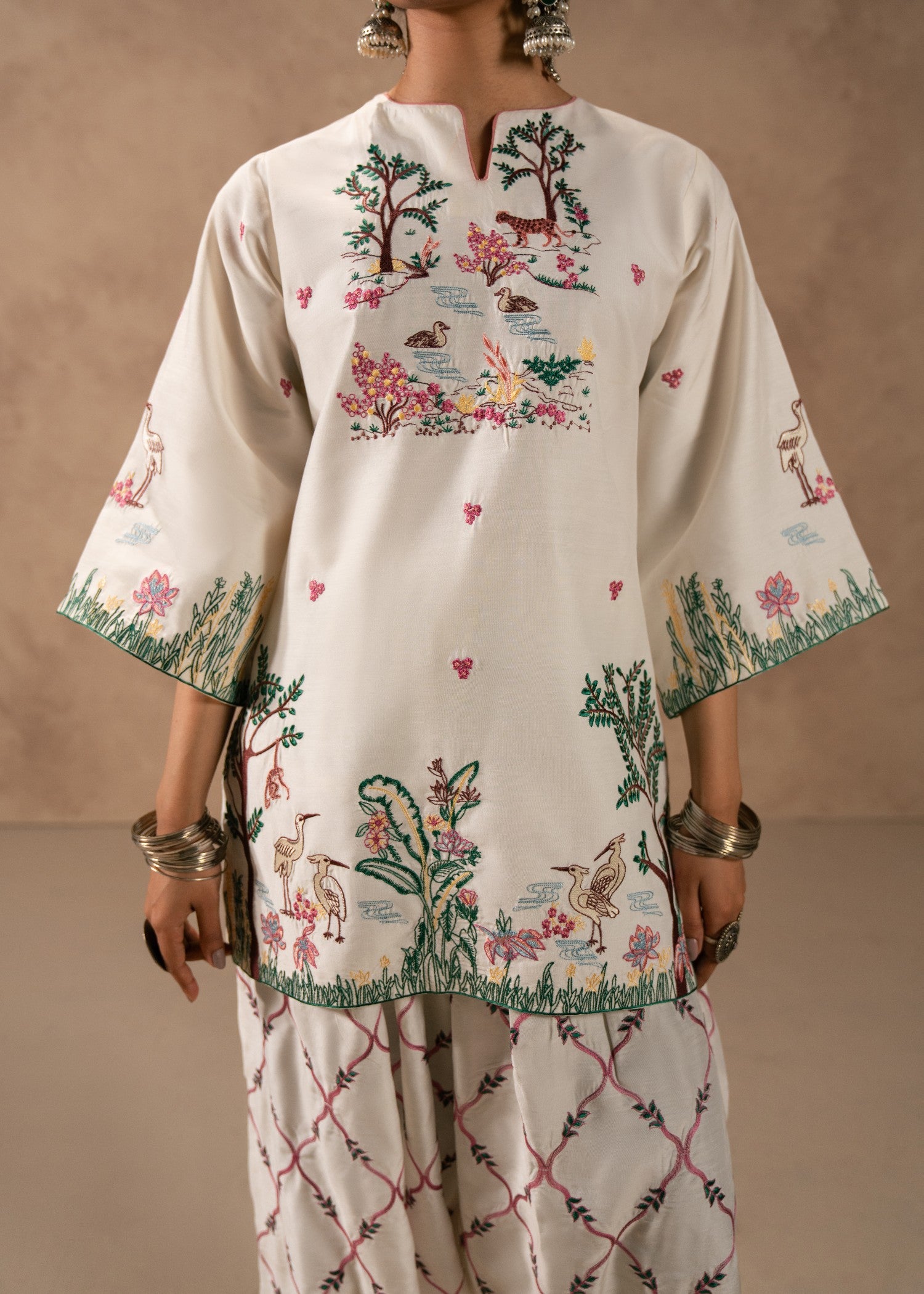 viscose thai silk Kurta Set in Off-white