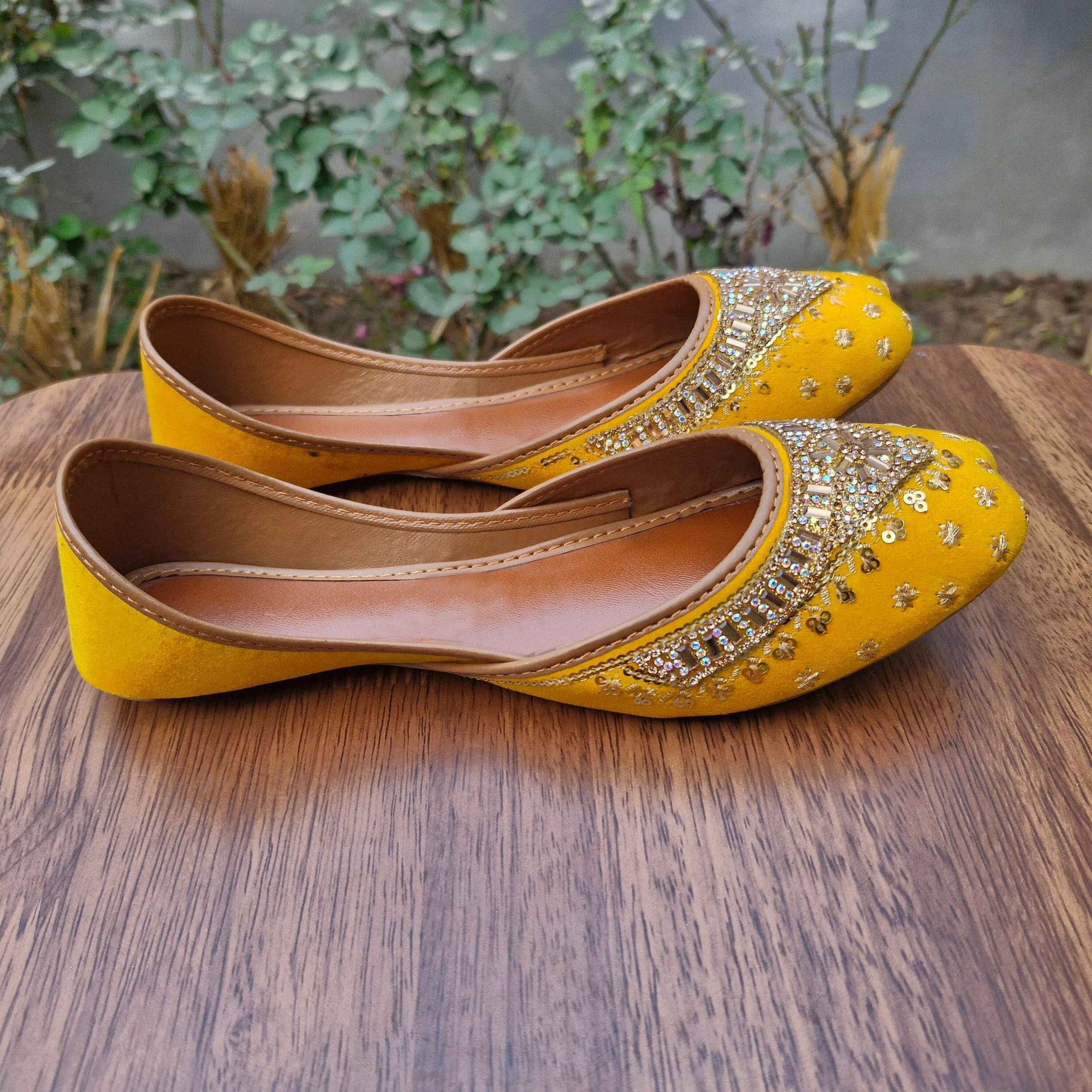 Khussa in Mustard by - High Quality Women Khussa QGV7415
