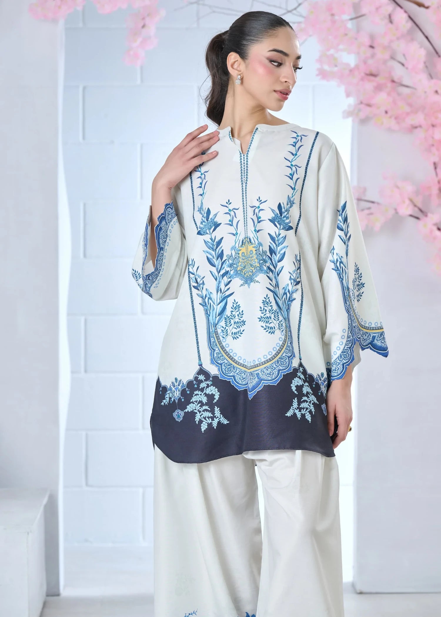 raw silk Kurta Set in White