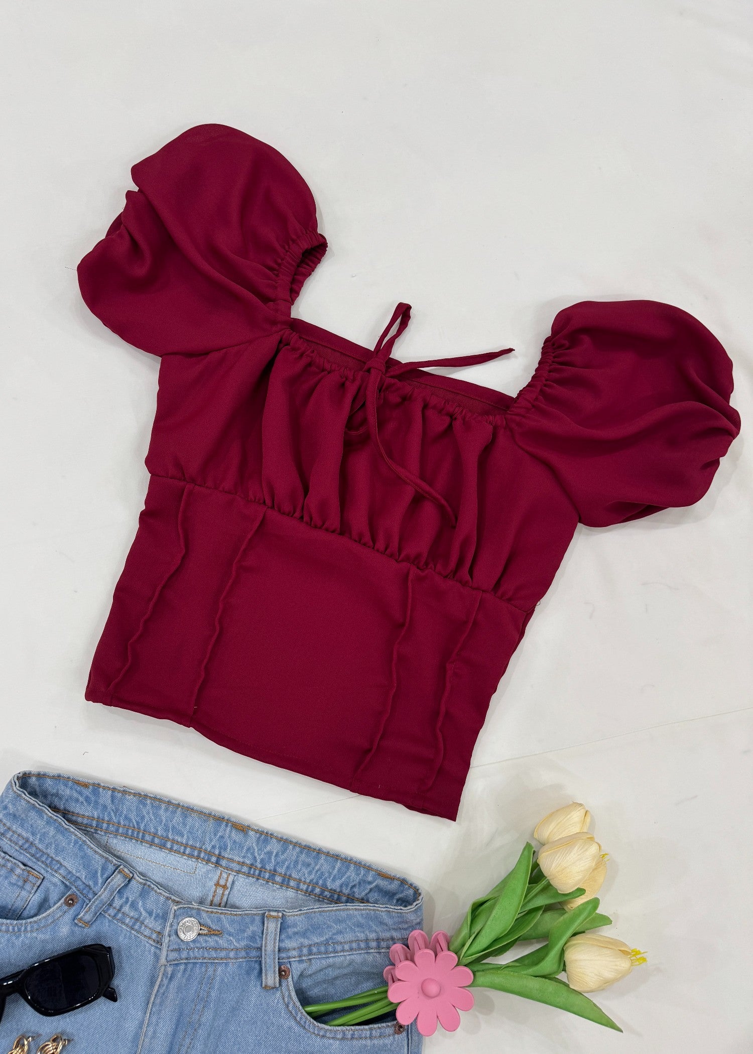 georgette Top in Maroon