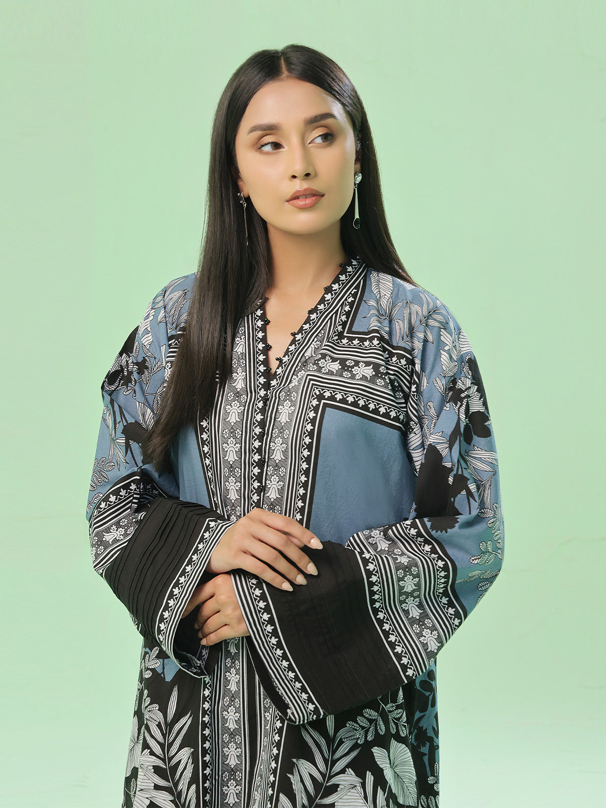 ribbed lawn Kurti in Ash grey