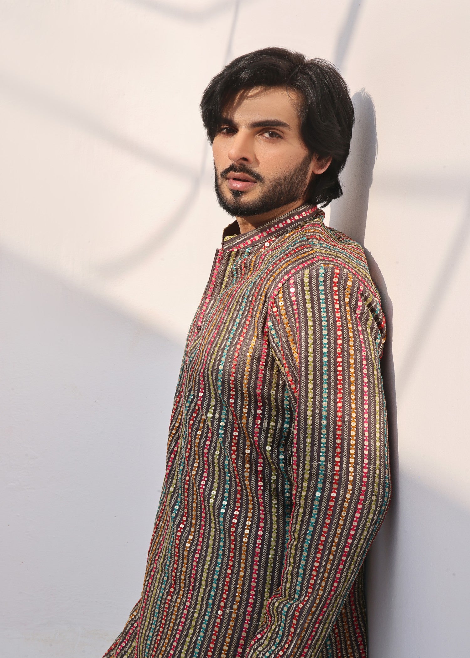 raw silk Shalwar Kameez in Brown