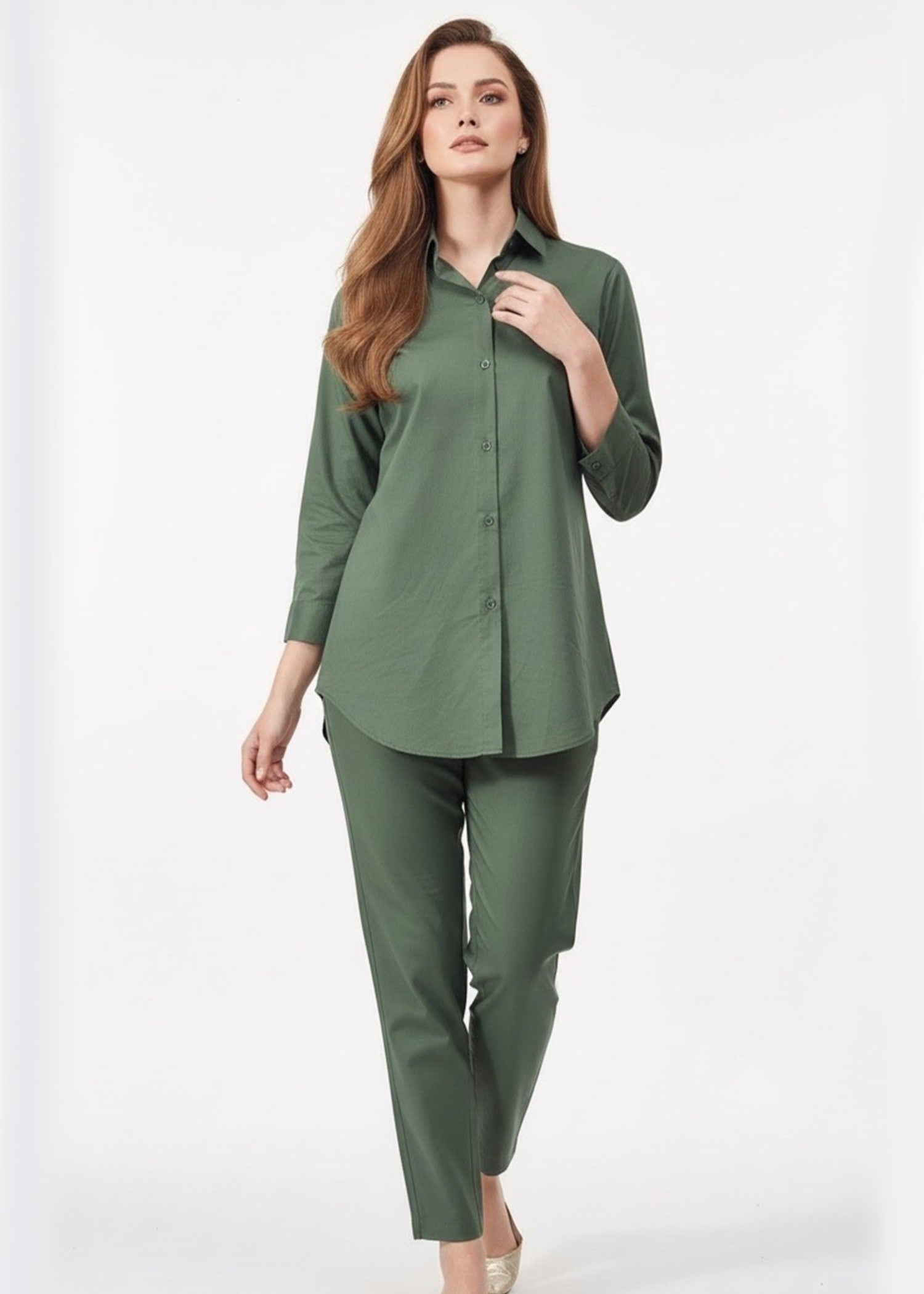 cambric cotton Co ord Sets in Green