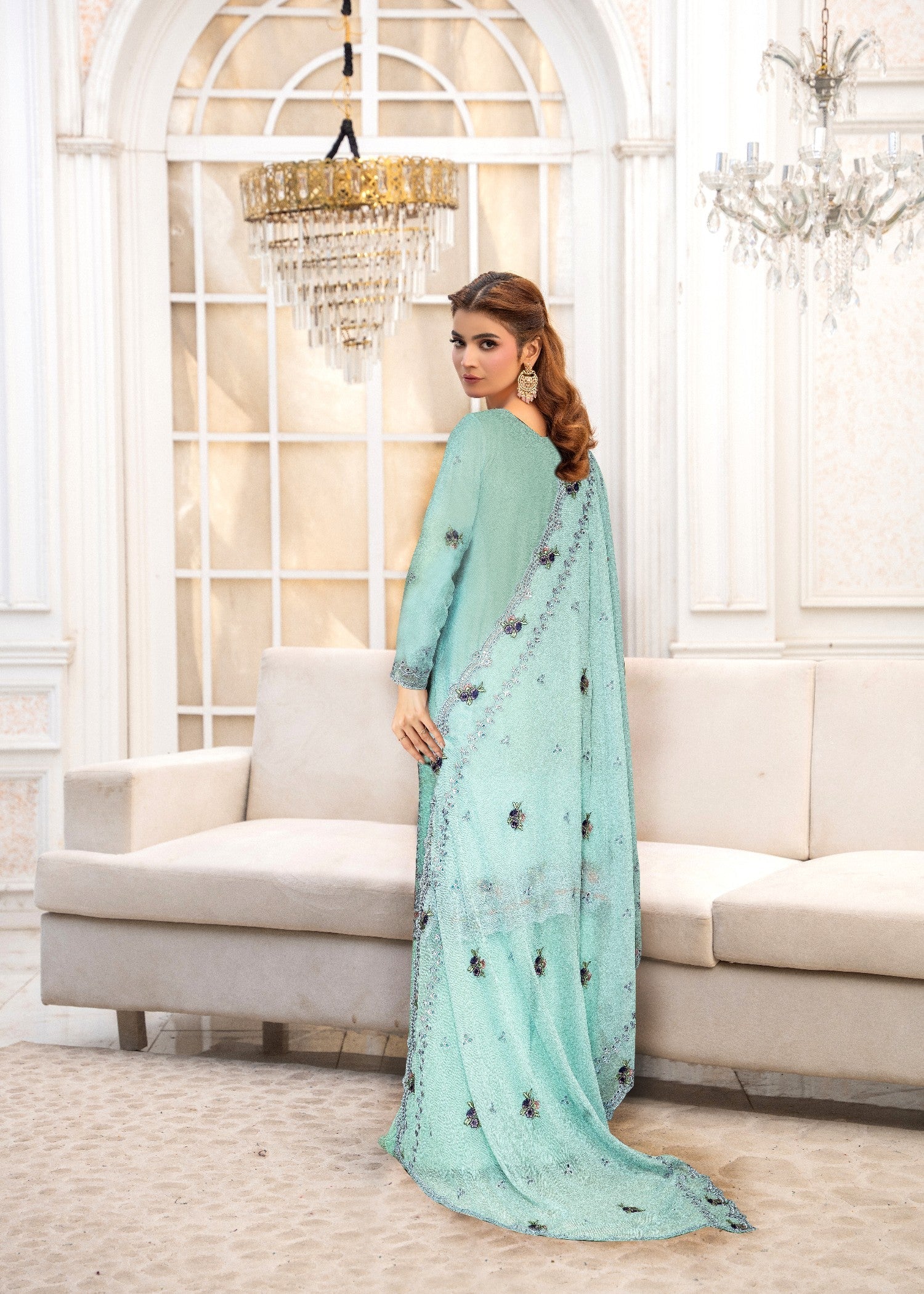 chiffon Unstitched in Frost blue