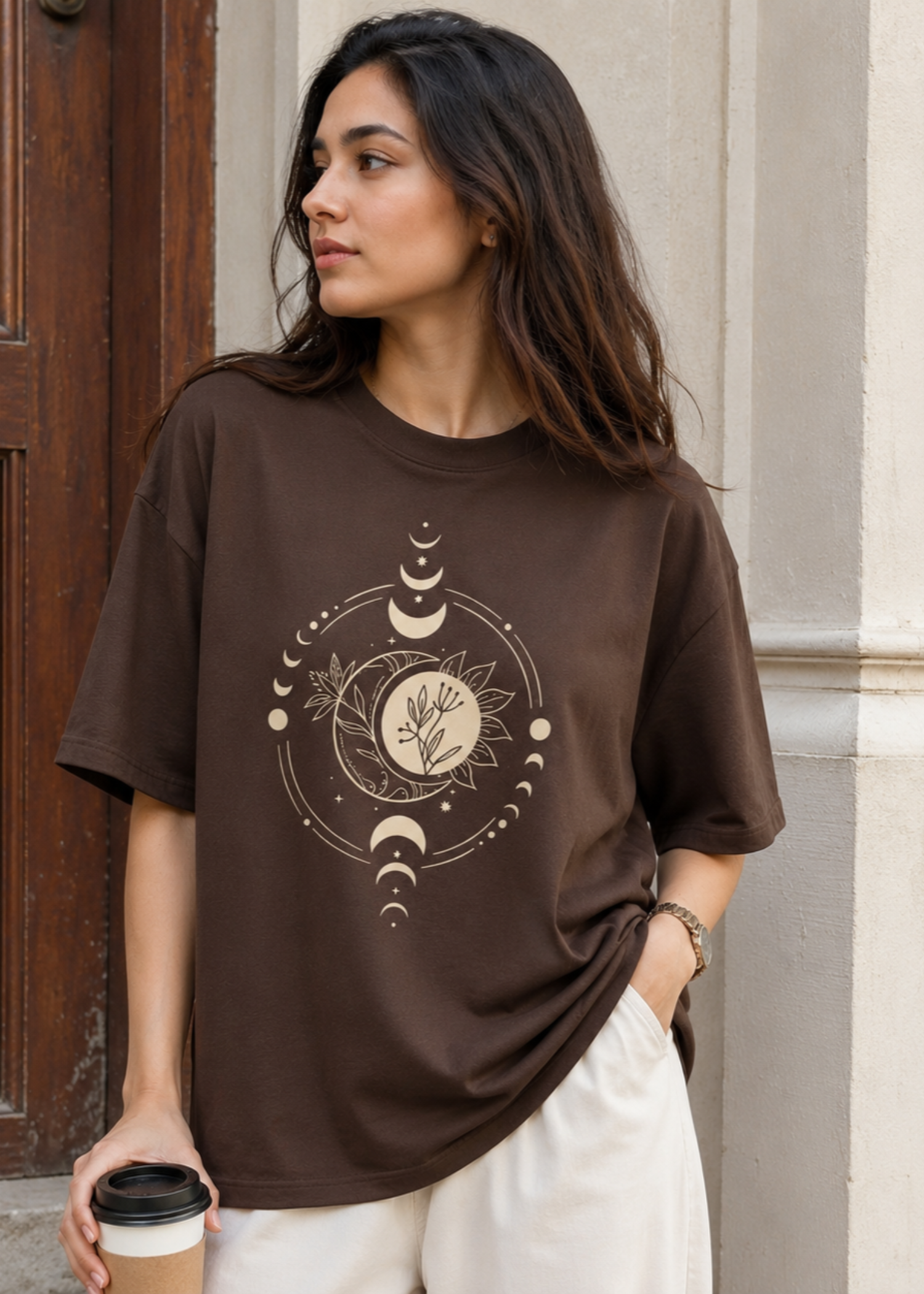 cotton jersey T Shirt in Burnt umber