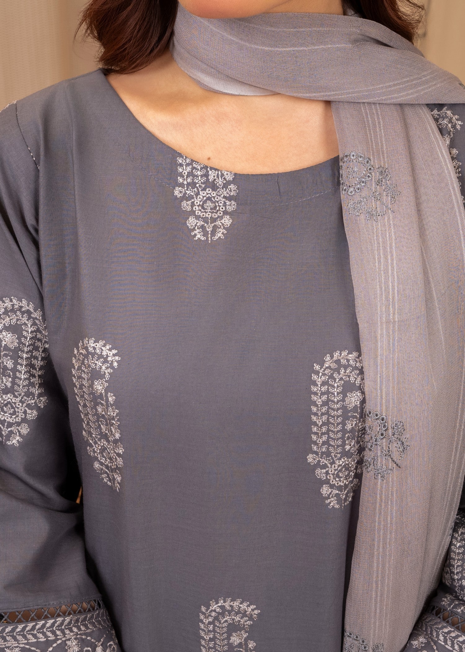 cotton Kurta Set in Slate grey