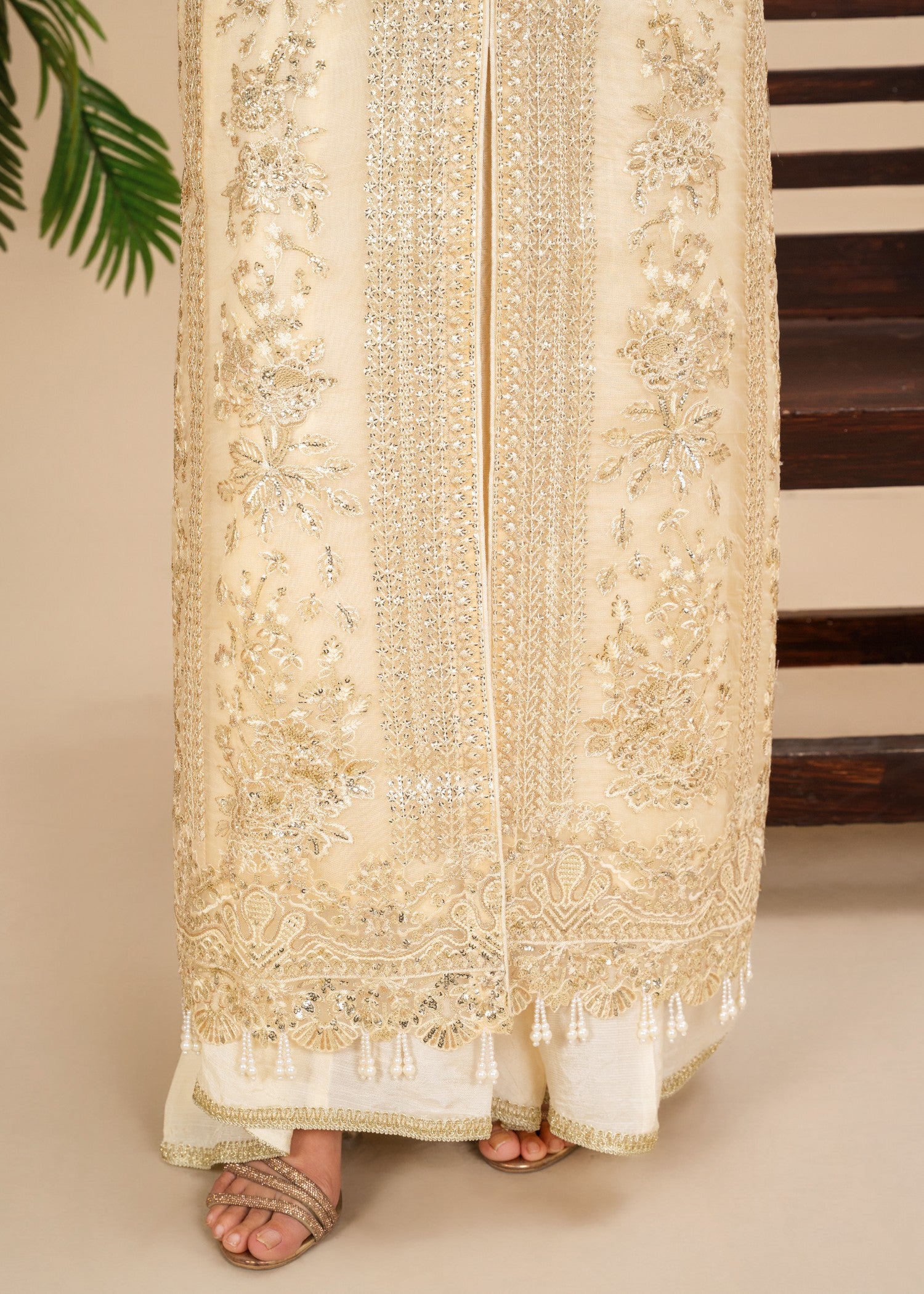 organza Kurta Set in Lemon chiffon