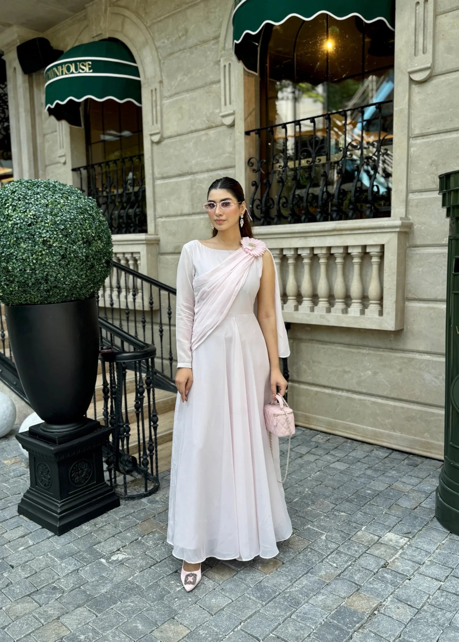 chiffon Dress in Rose pink
