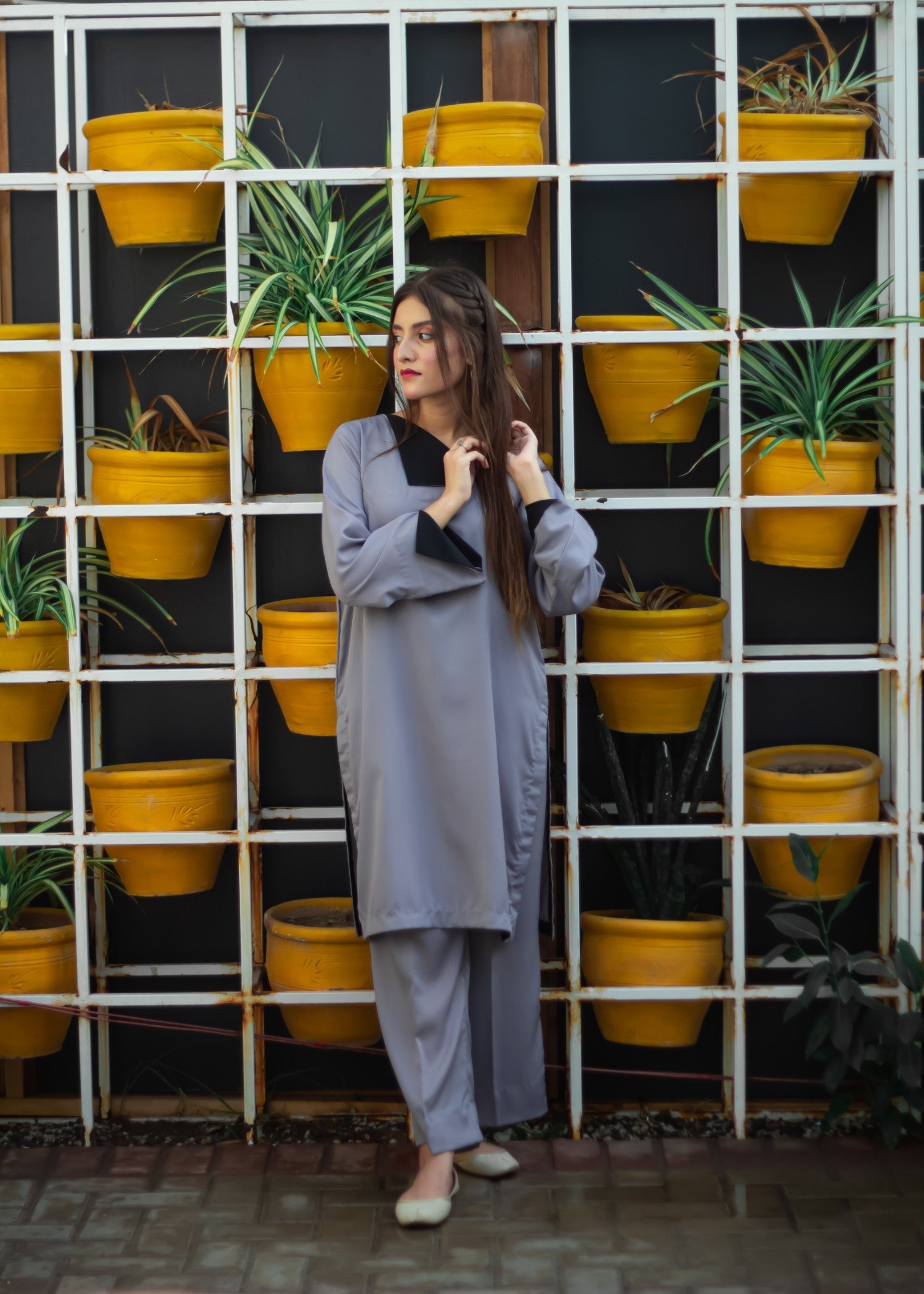 georgette Kurta Set in Grey