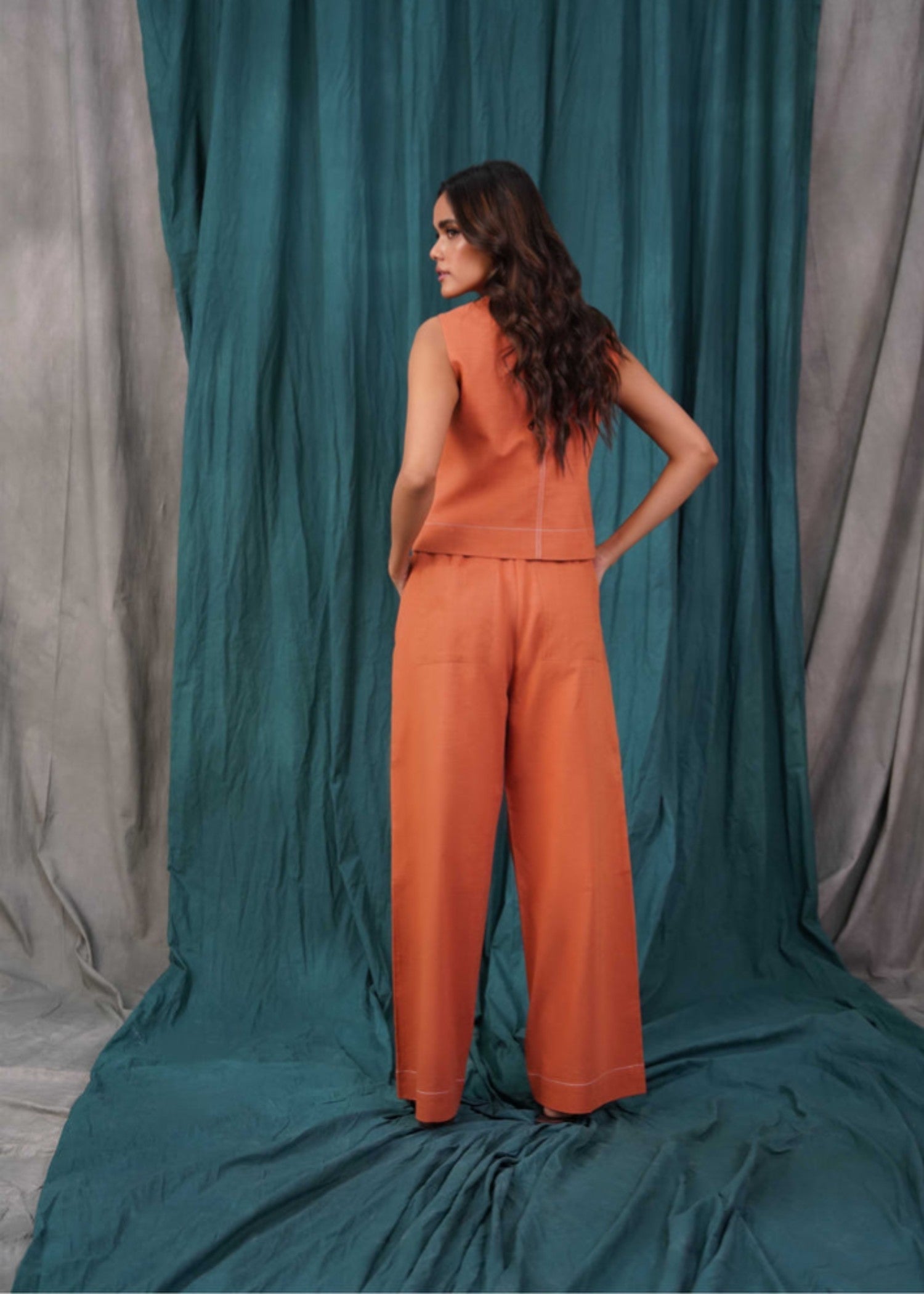cotton Trousers in Orange