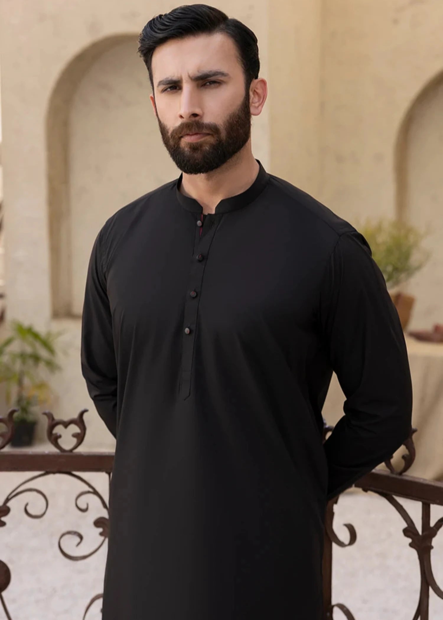 wash & wear Shalwar Kameez in Dark brown