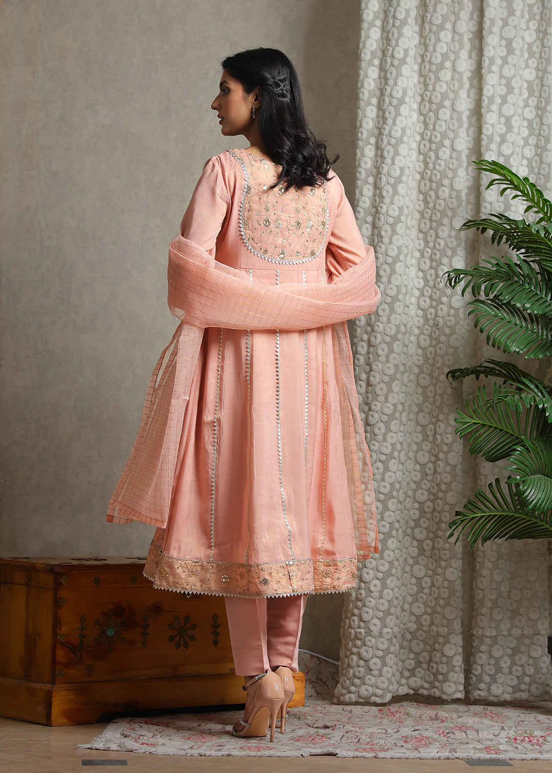 masuri Pishwas in Coral pink