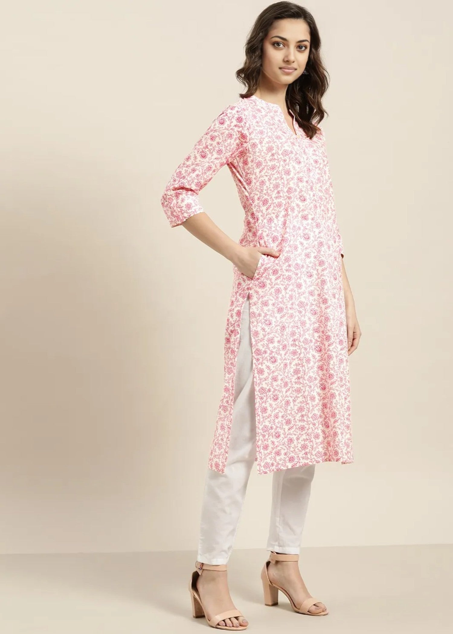 linen Kurti in White