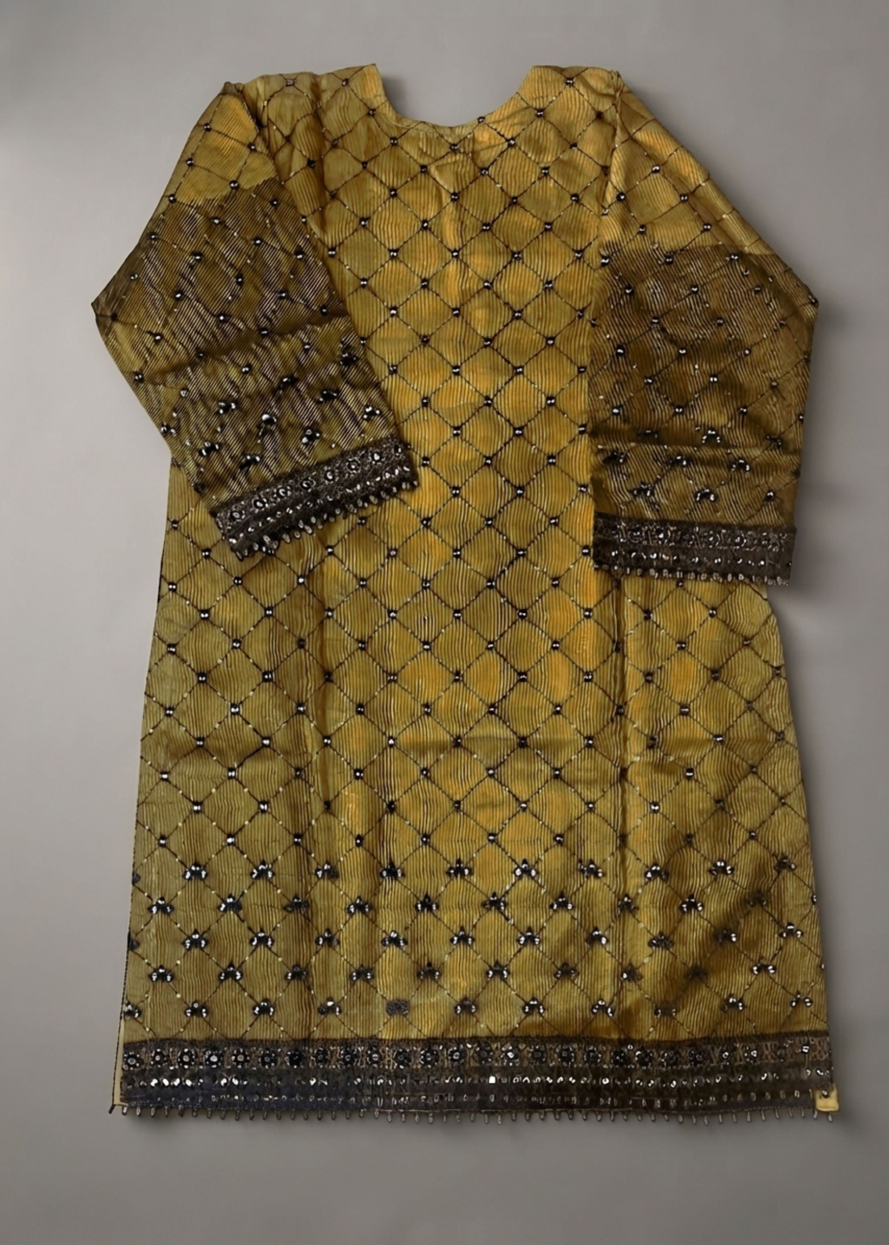 khaddi net Kurta Set in Mustard