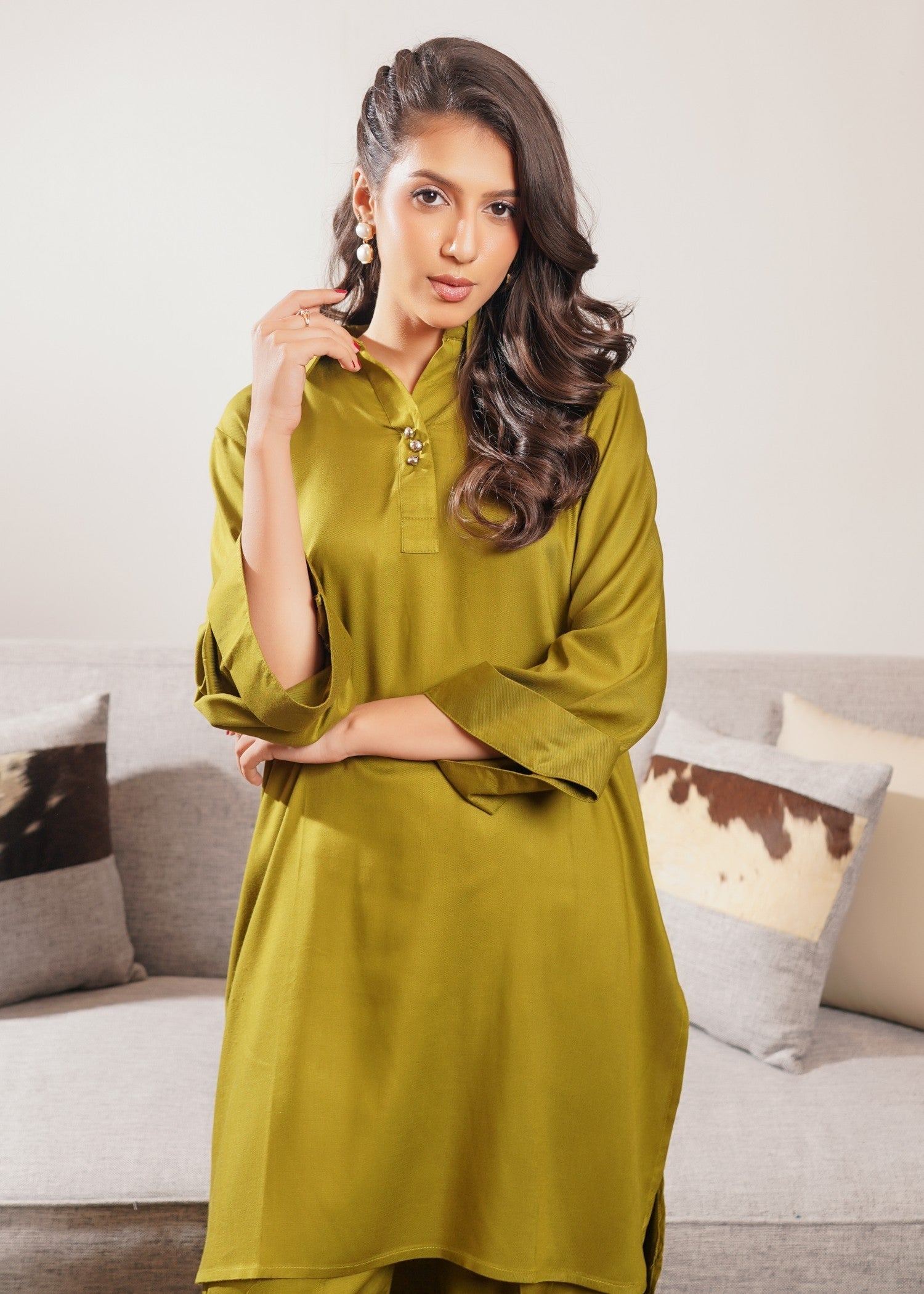 twill cambric Co Ord Sets in Olive green