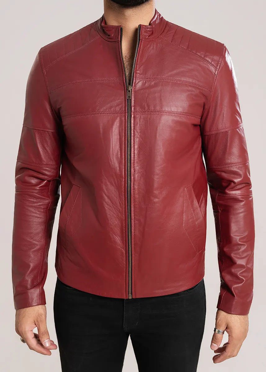 leather Jacket in Maroon
