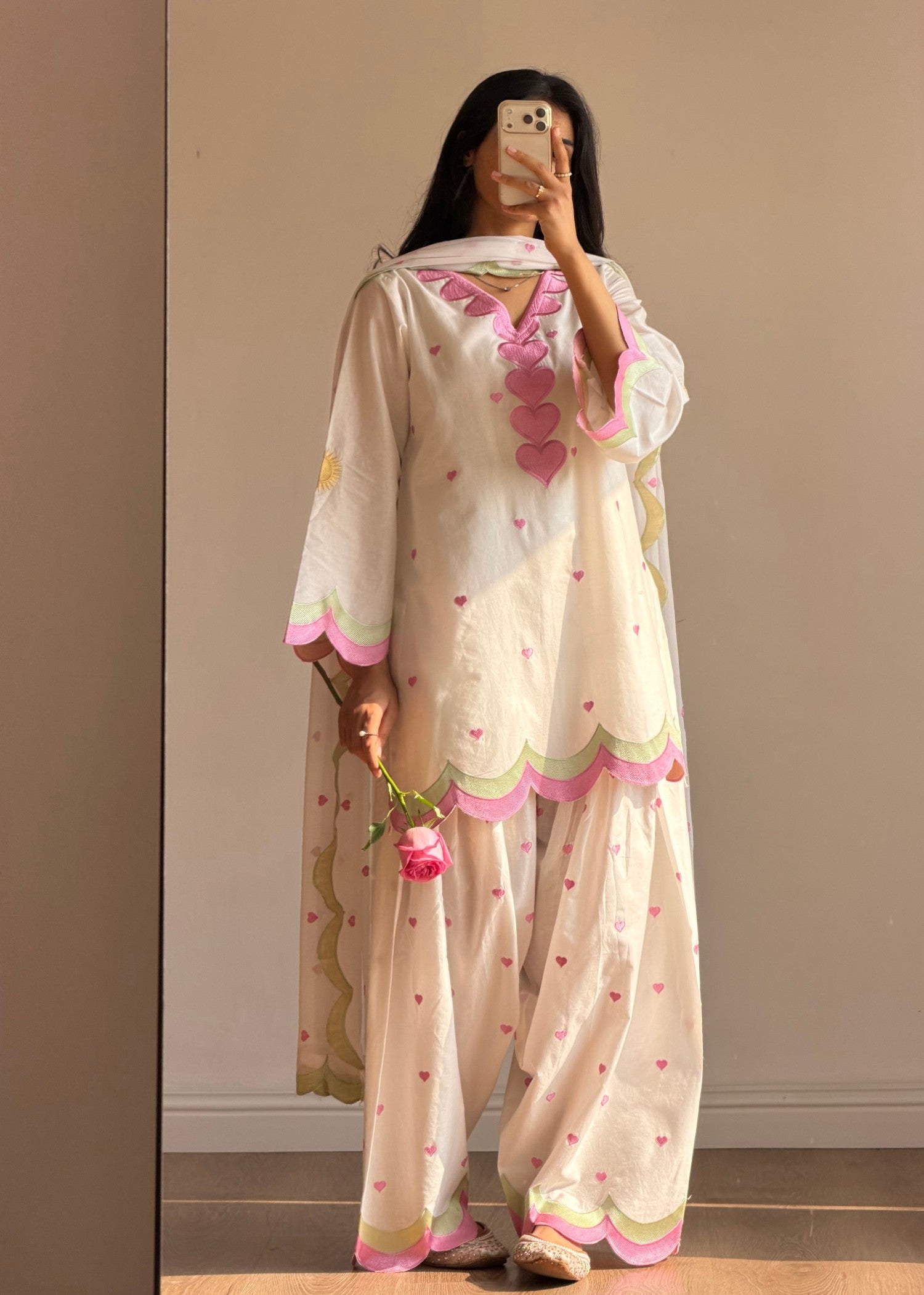 cotton Kurta Set in Off-white