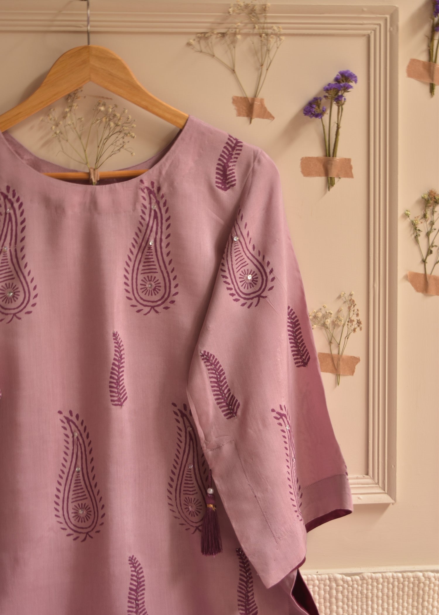 viscose Kurta Set in Mauve pink