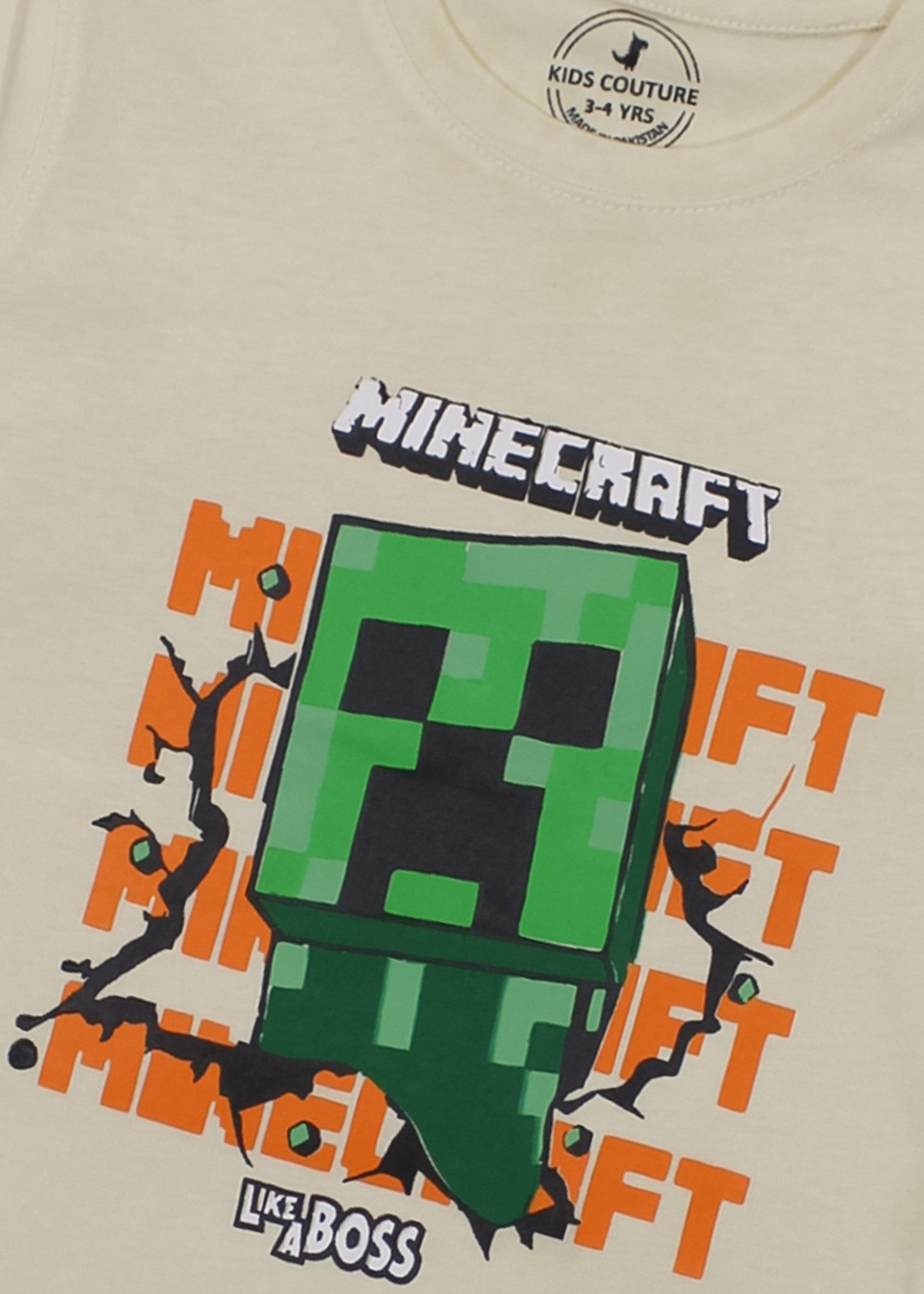 cotton jersey T Shirt in Off-white, orange