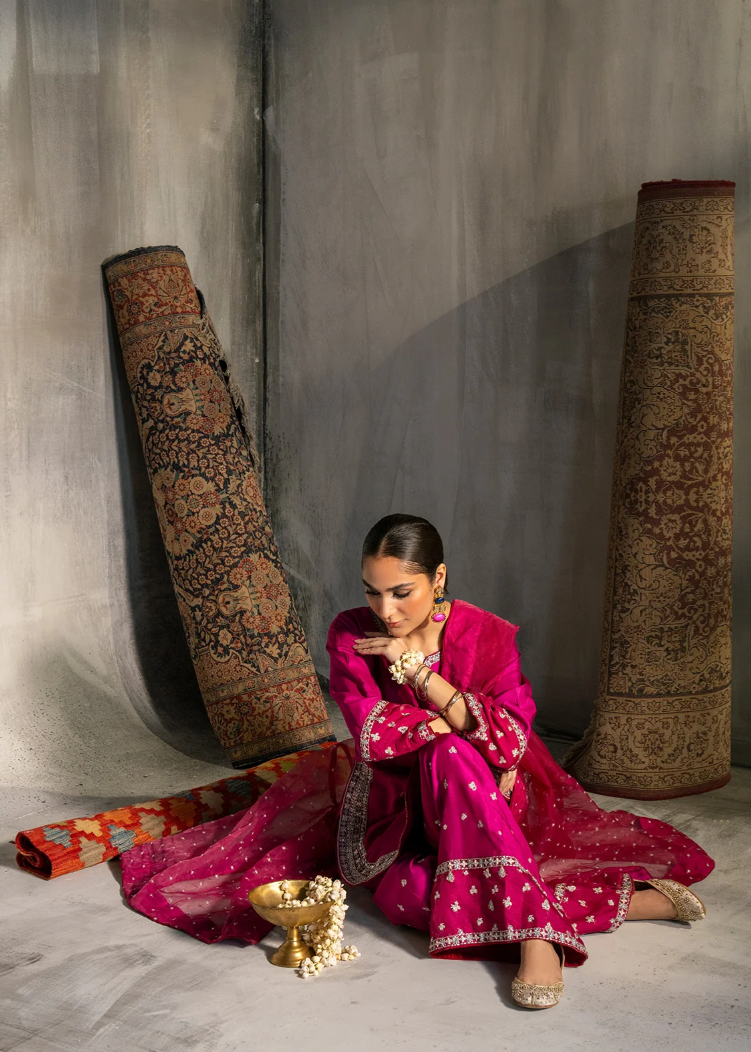 viscose Kurta Set in Fuchsia