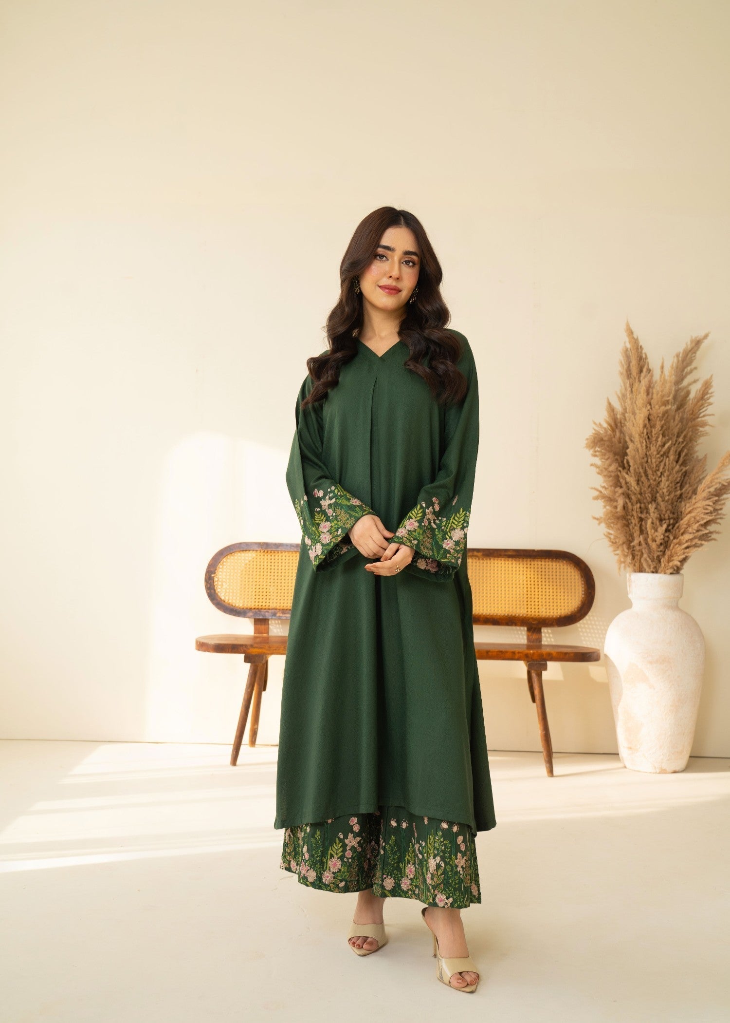 marina Kurta Set in Bottle green