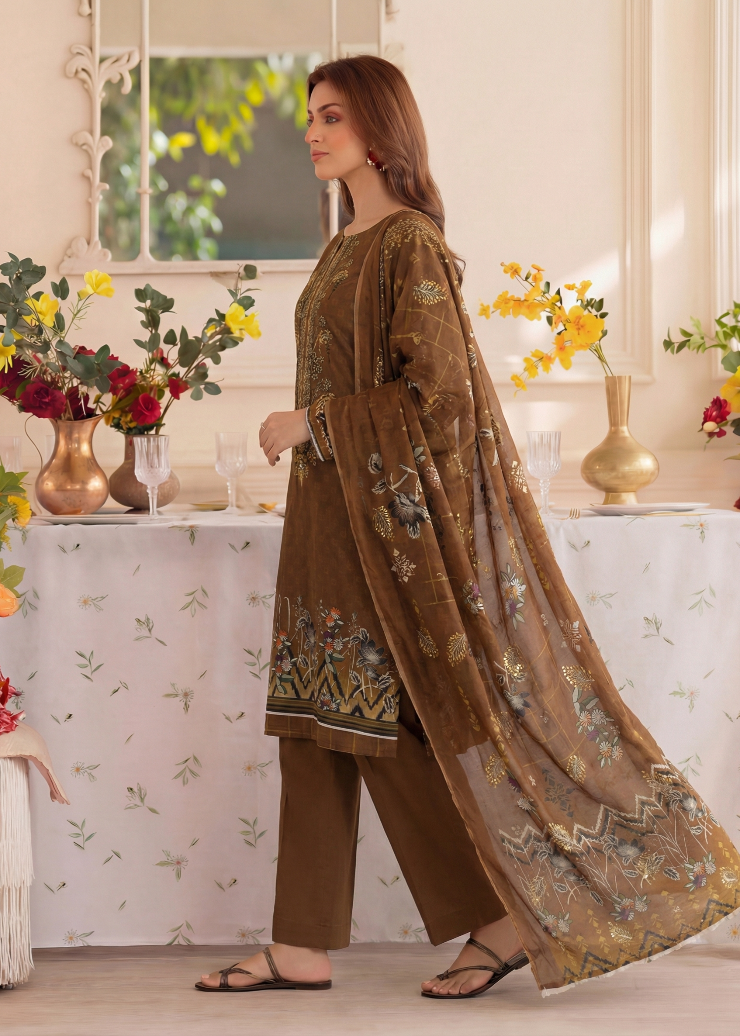viscose Unstitched in Chocolate brown
