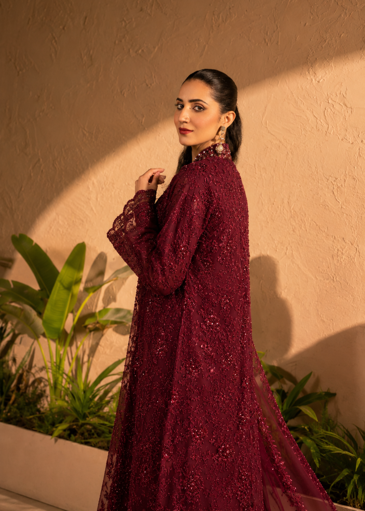 organza Gown in Maroon