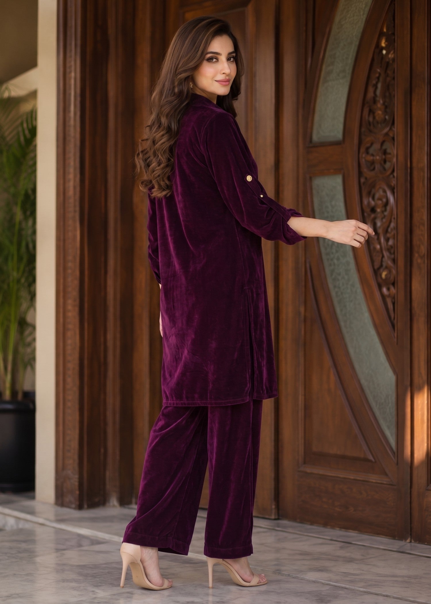 chinese micro velvet 9000 Co Ord Sets in Deep purple