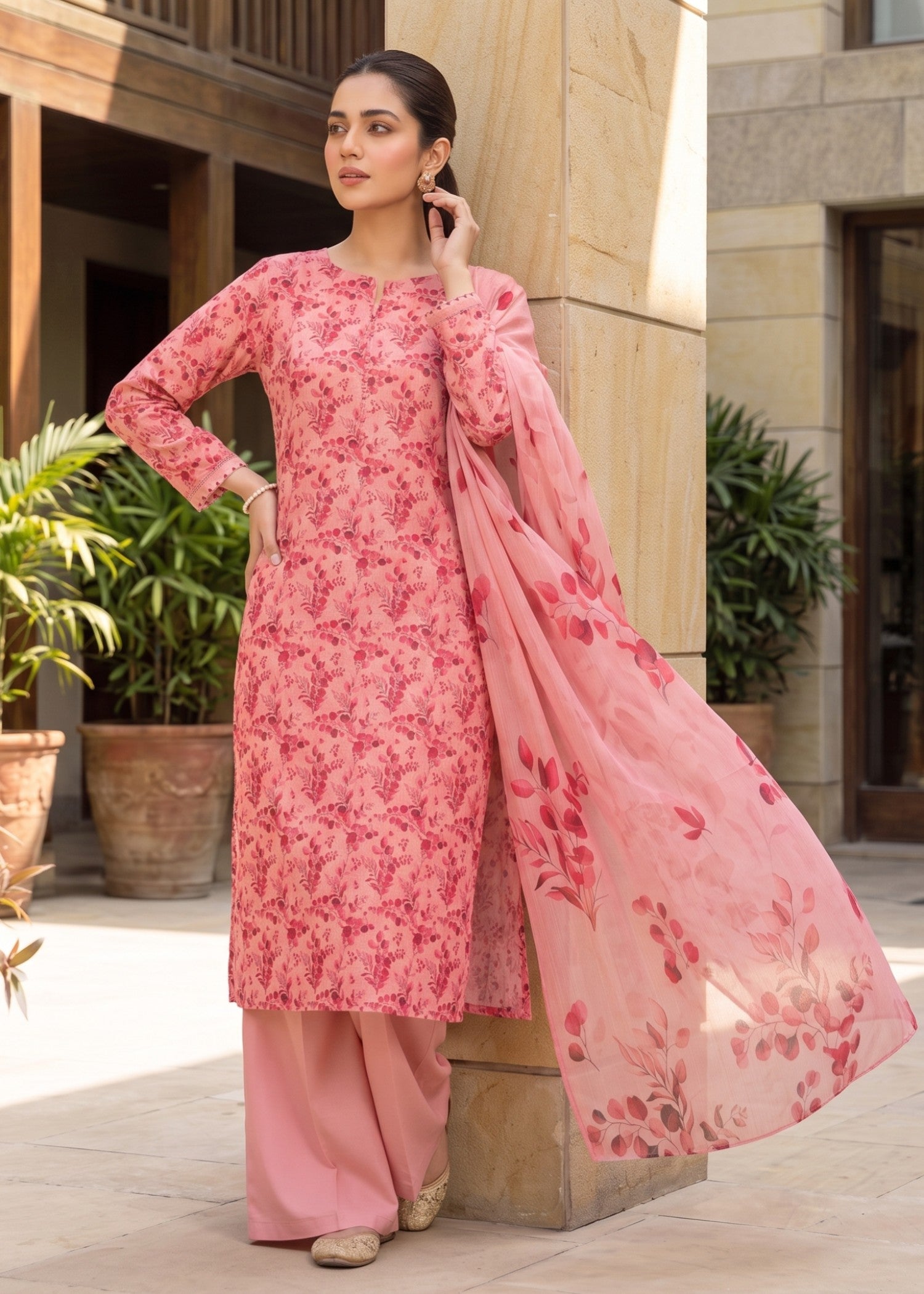 lawn Unstitched in Blush pink