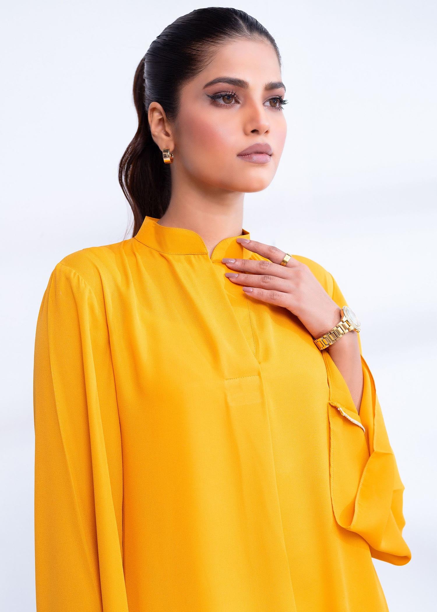 georgette chiffon Kurta Set in Yellow