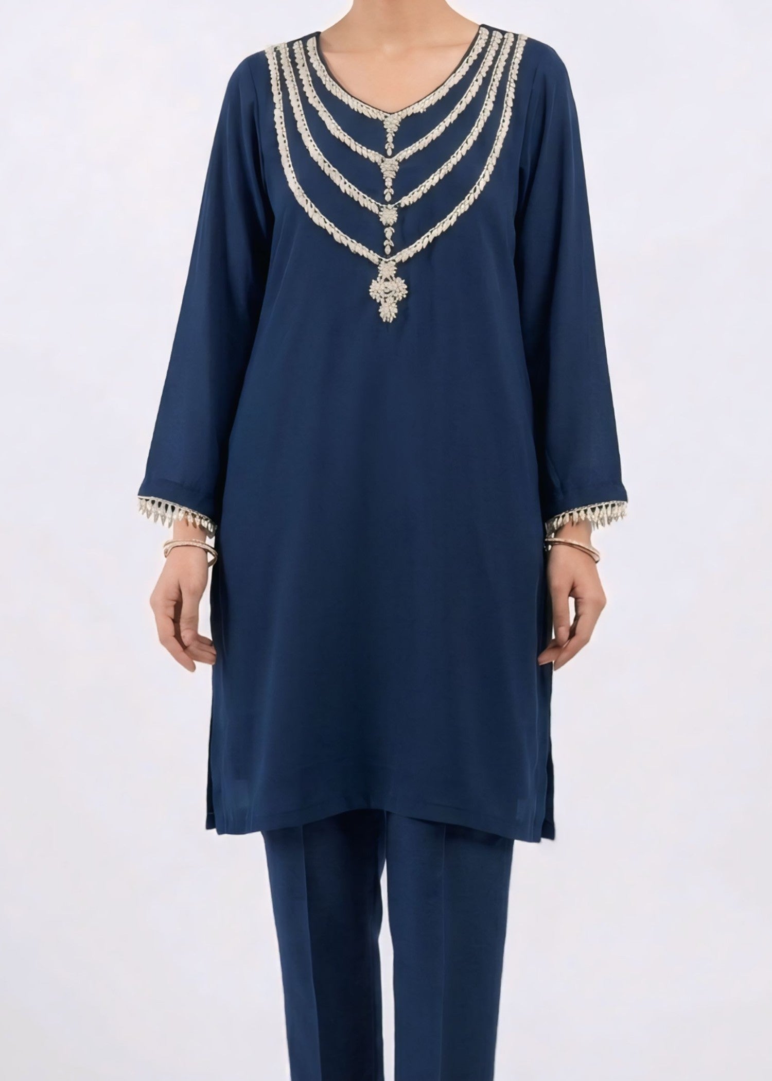 georgette Kurta Set in Navy blue