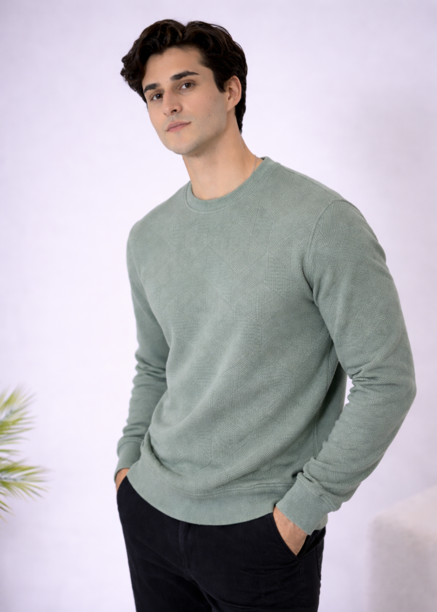 fleece jersey knit Sweatshirt in Sage green