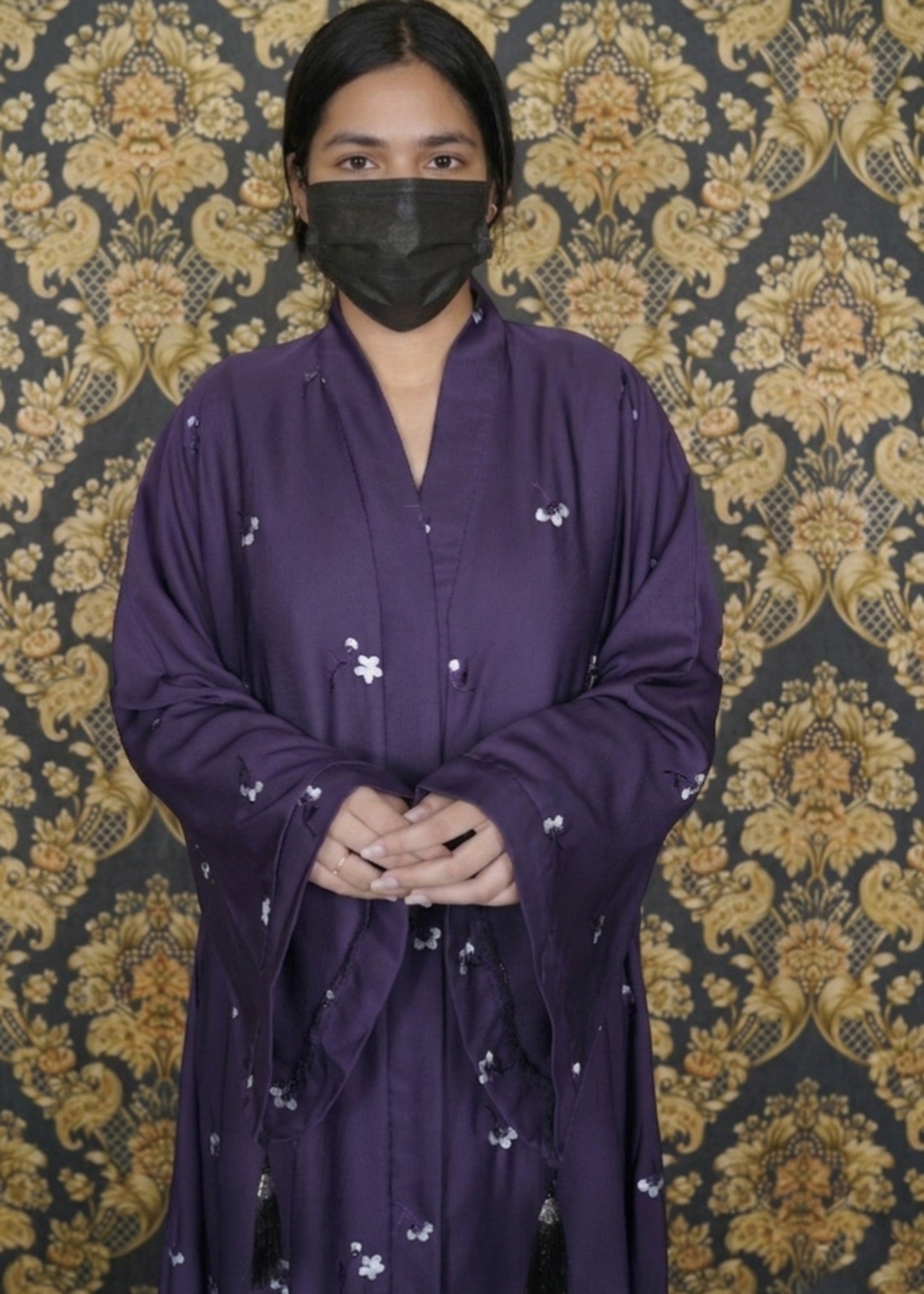 thai silk Abaya in Plum
