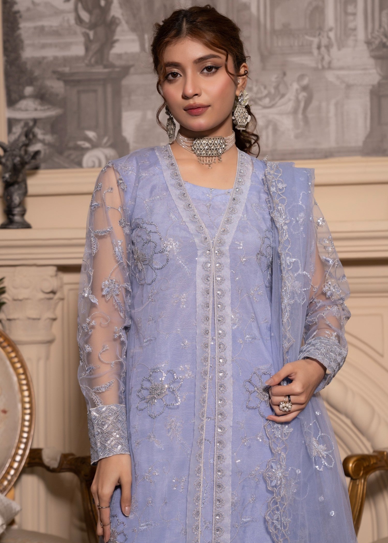 net Gown in Lavender mist