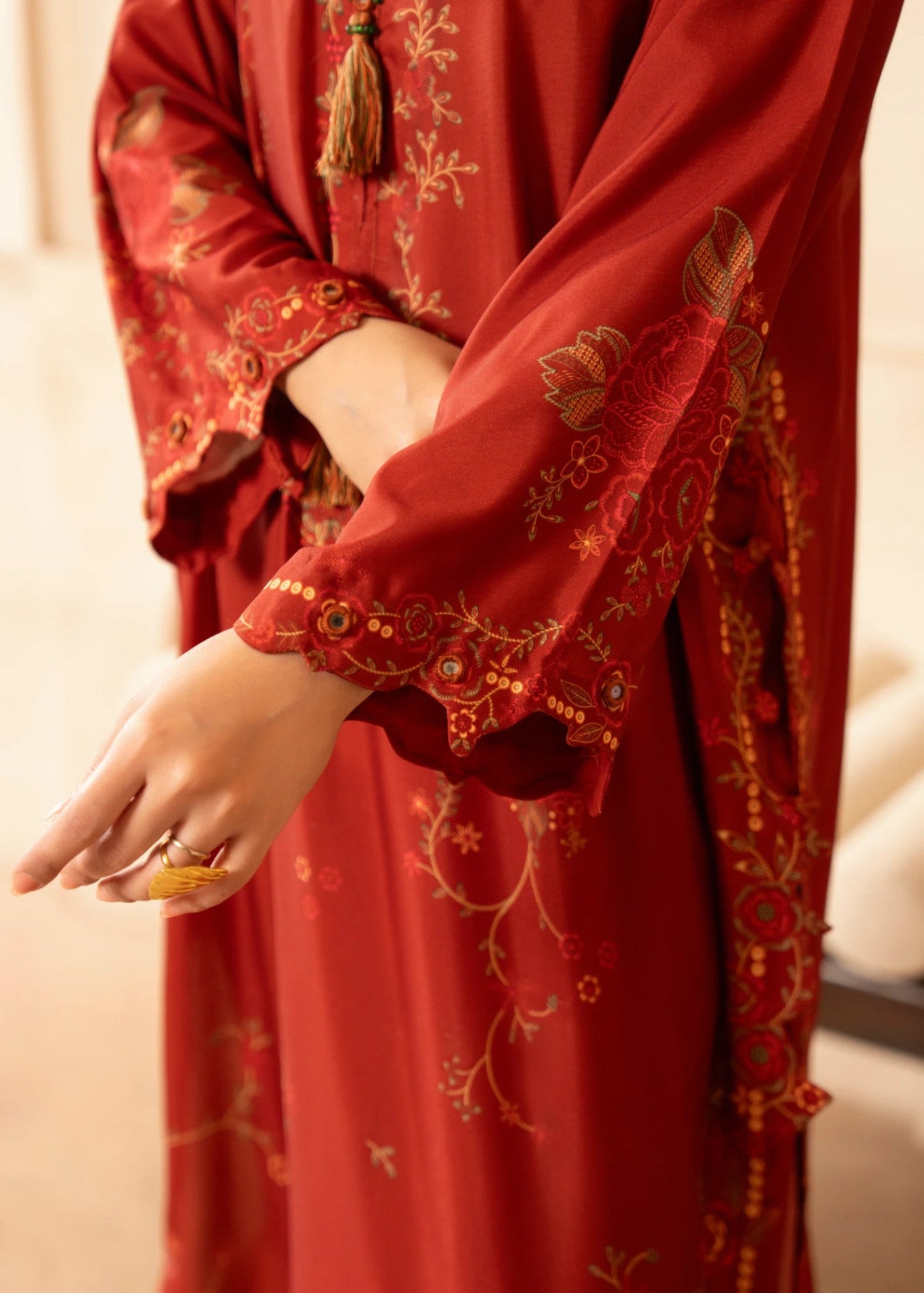 poly lawn Kaftan in Burnt red