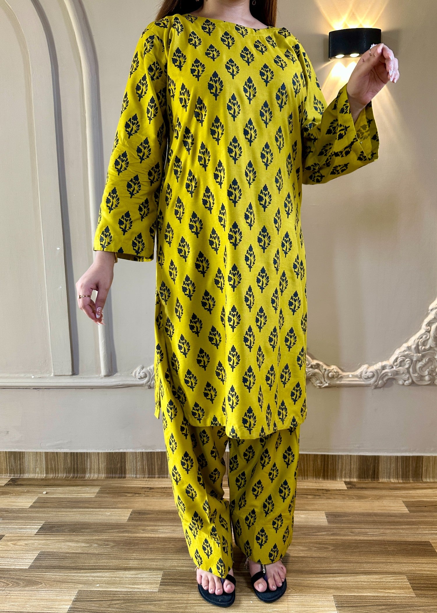 arabic lawn Co Ord Sets in Acid yellow