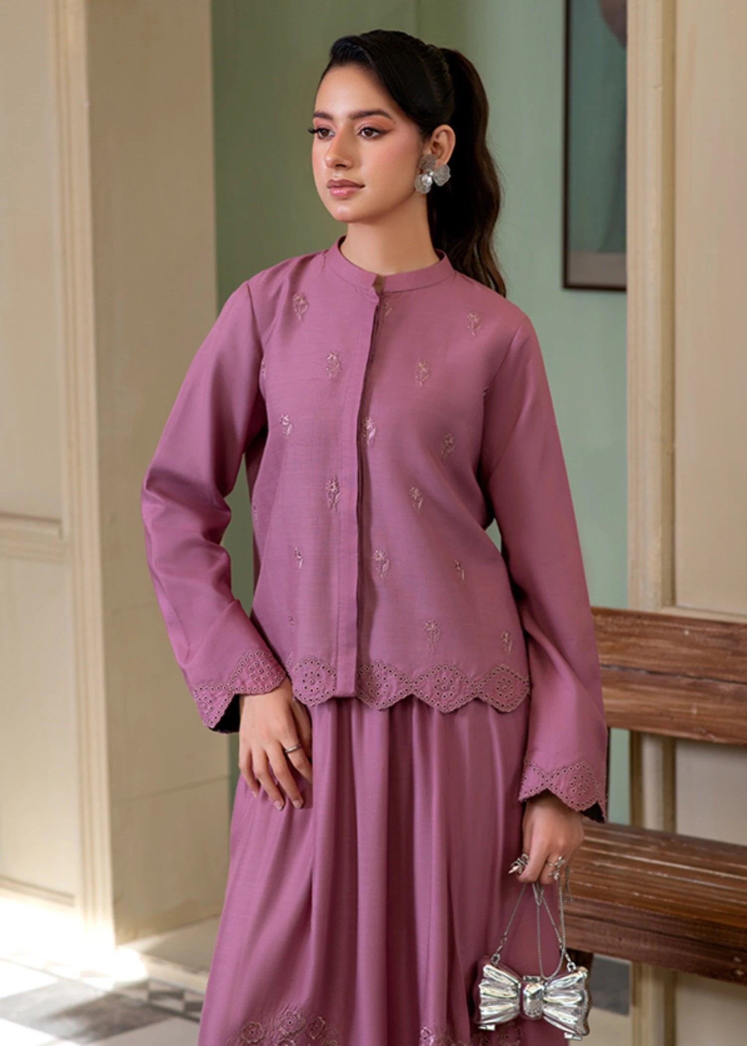 linen Skirt in Mauve pink