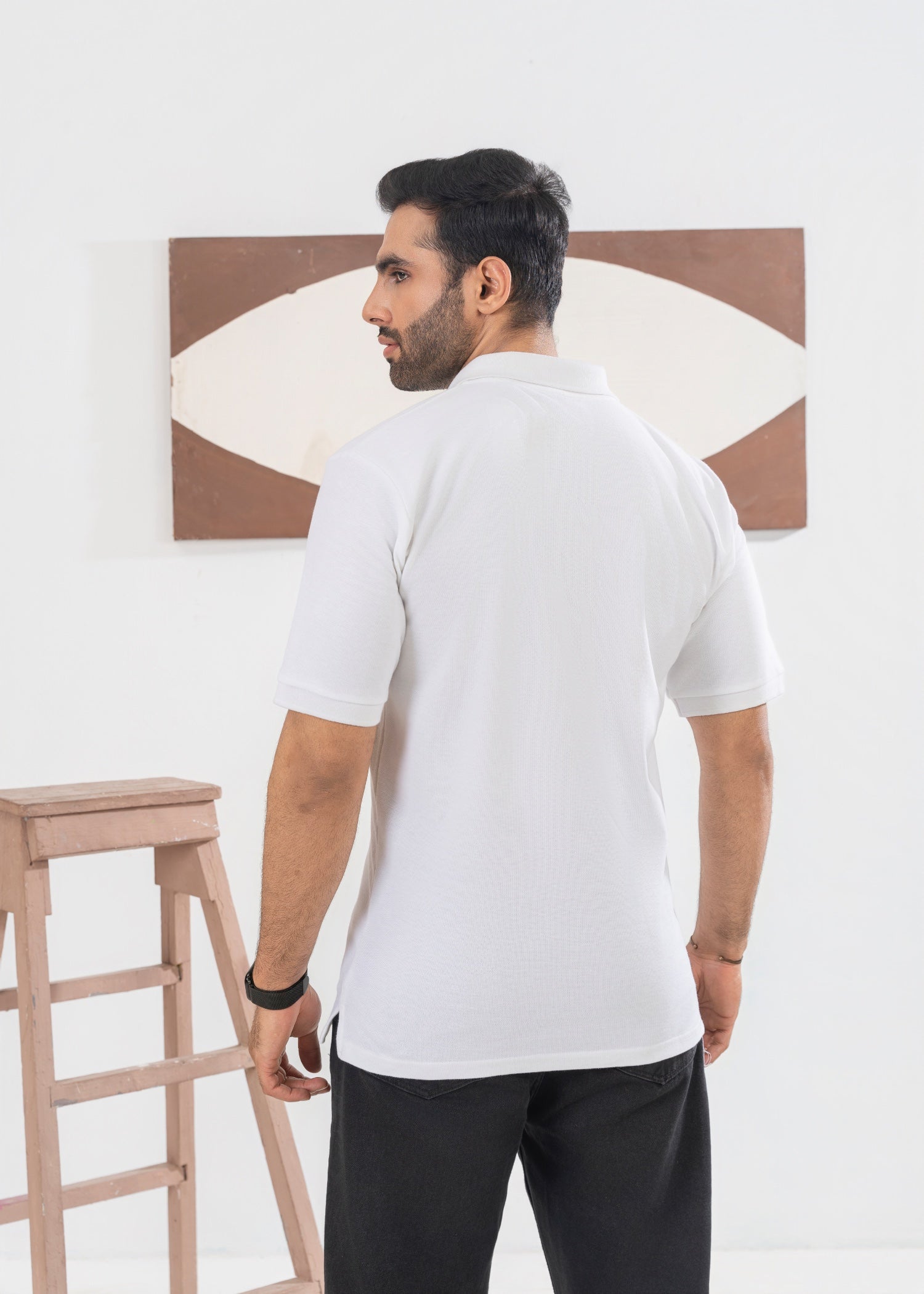 cotton pique Polo Shirt in White