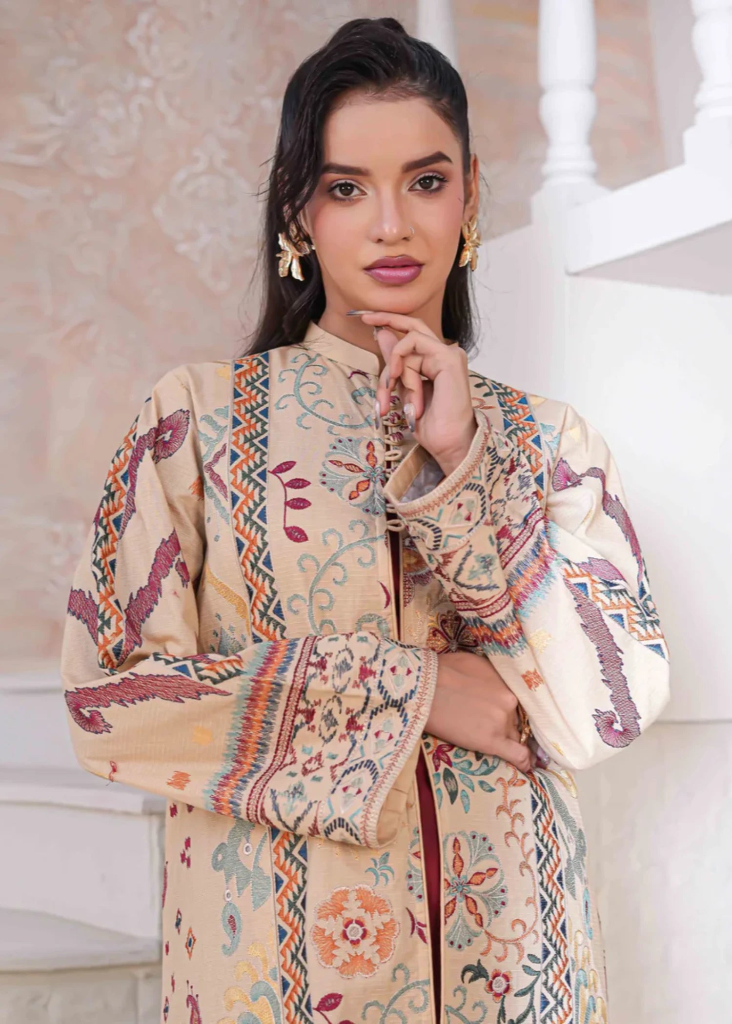 lawn Gown in Beige