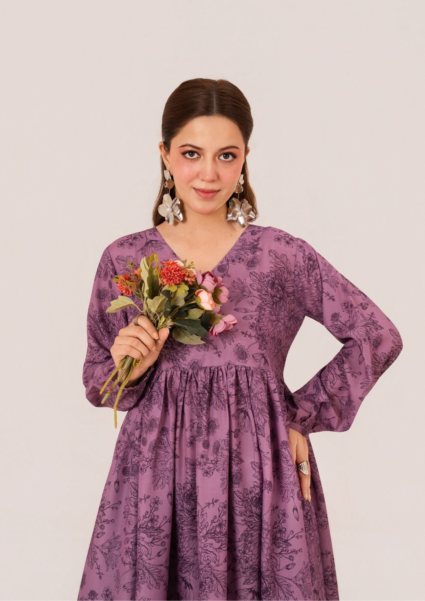 arabic lawn Maxi in Mauve